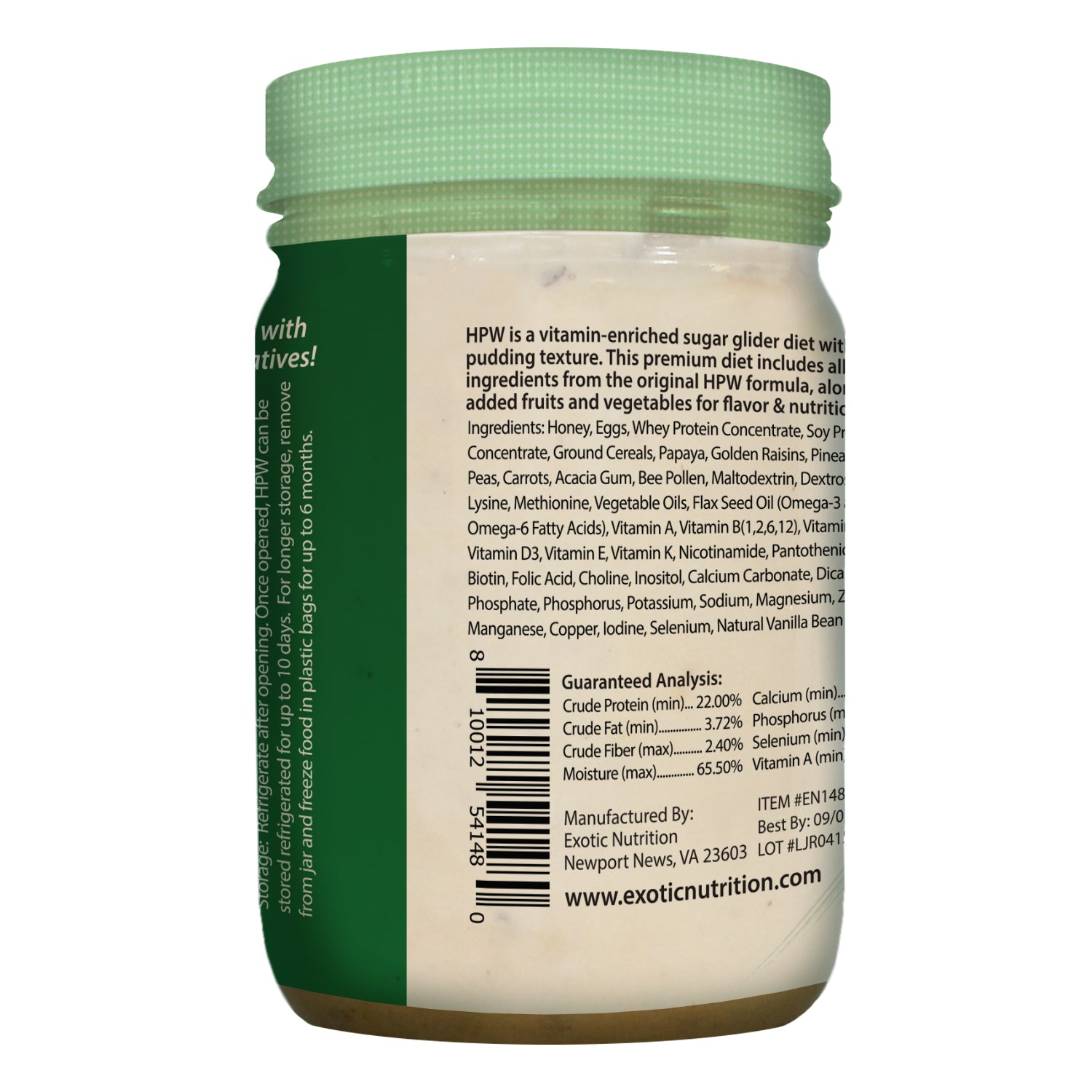 Premium HPW Sugar Glider Complete Diet Food - High Protein Nutritional Powder Mix for Exotic Pets - Ideal for Sugar Gliders, Flying Squirrels & Small Marsupials - Perfect for Daily Feeding & Breeding Nutrition