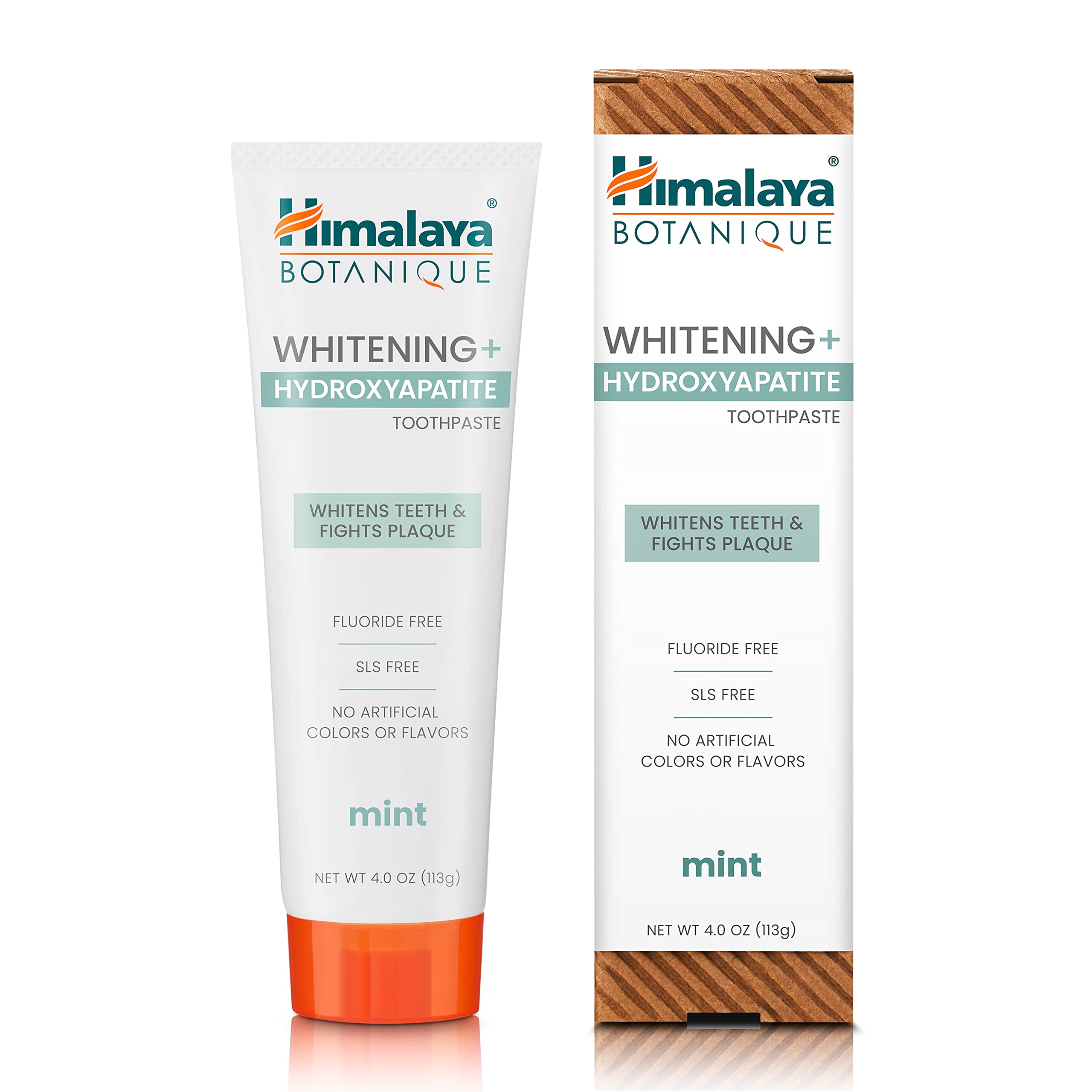 Himalaya Botanique Whitening Toothpaste with Hydroxyapatite - Fluoride Free, SLS Free, Vegan Mint Toothpaste for Whiter Teeth & Fresh Breath (4 oz/113g) - Perfect for Daily Oral Care & Natural Teeth Whitening