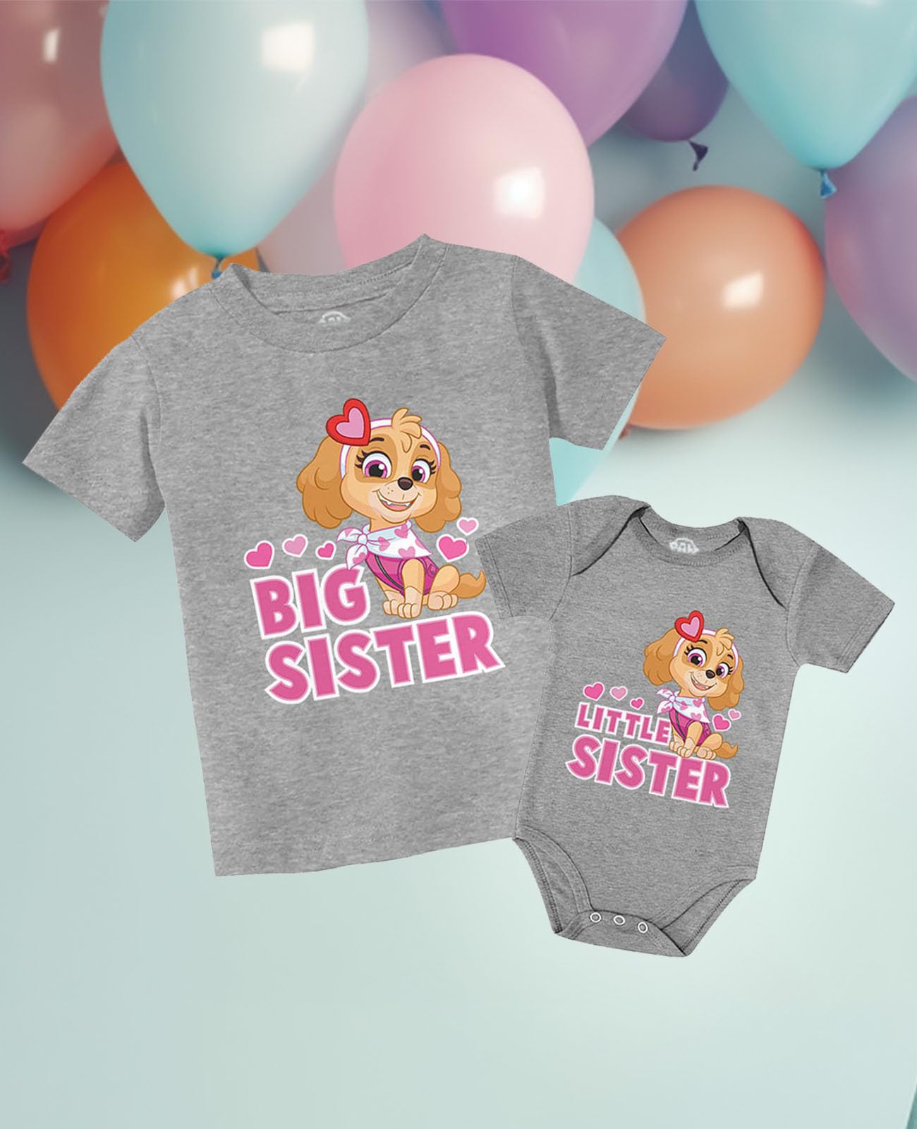 Paw Patrol Skye Big Sister Little Sister Matching Outfits for Girls - Cute Sibling Shirts for Twins & Sisters - Perfect for Birthday Parties, Family Photos & Matching Outfit Days