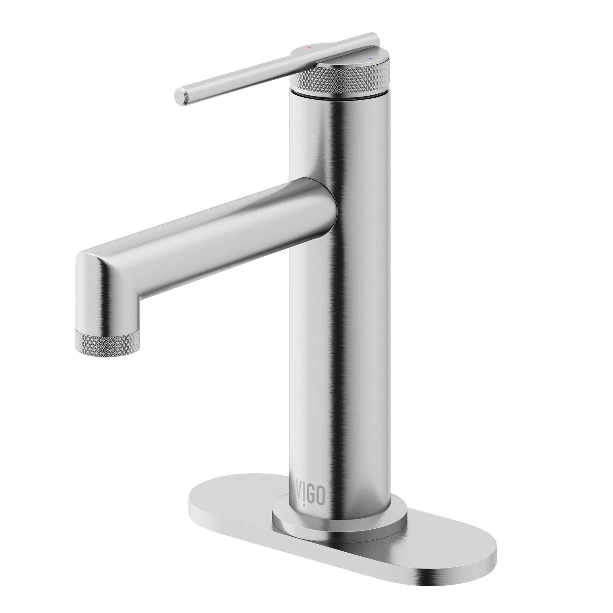 VIGO Sterling 7.25 Inch Single Handle Bathroom Sink Faucet in Brushed Nickel - Single Hole Installation with Deck Plate VG01049BNK1 - Perfect for Modern Bathroom Vanities and Powder Rooms