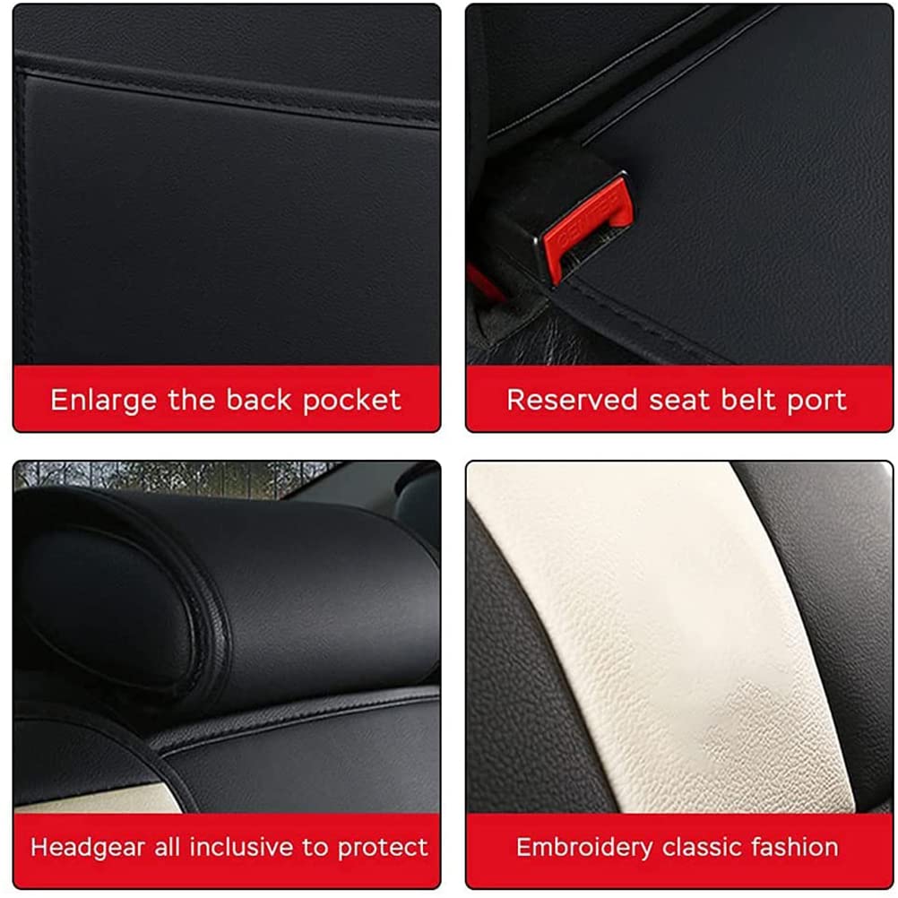 Premium Front & Rear Seat Covers for Toyota Tacoma 2000-2021 - Luxury PU Leather Car Seat Protectors, Comfortable & Stylish Black with Red Stitching - Perfect for Off-Roading, Daily Commute & Truck Enthusiasts