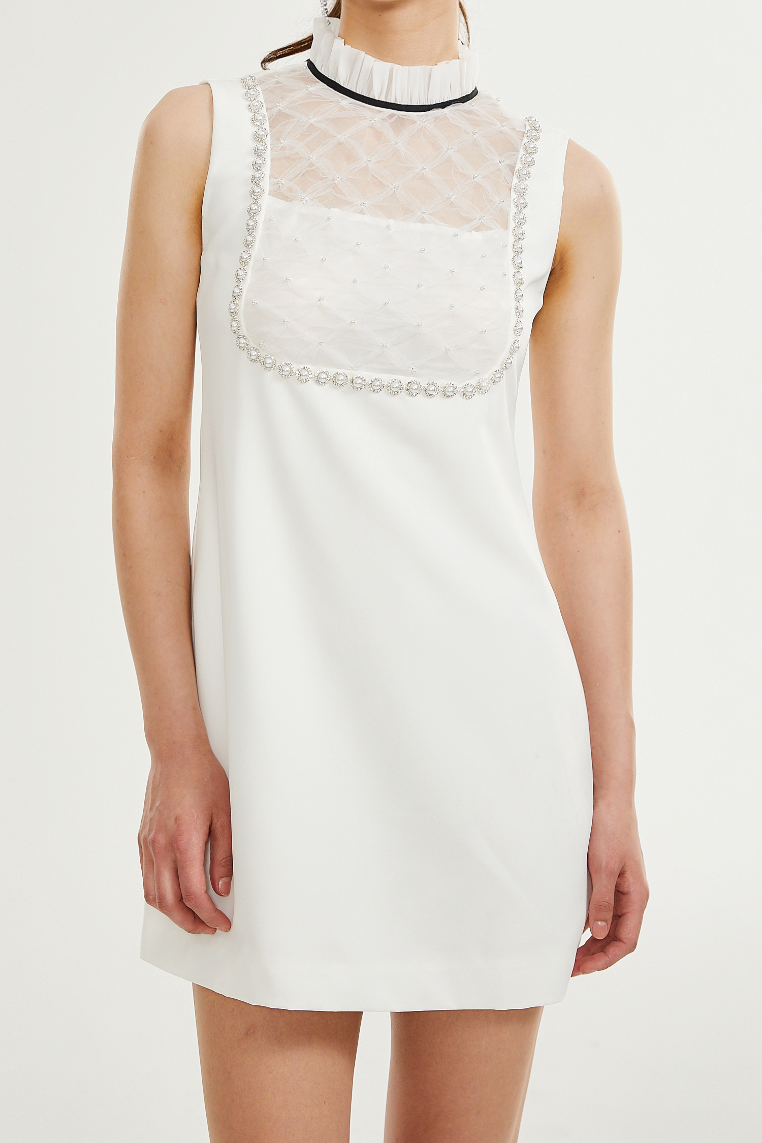 Adrielle White Faux Pearl Mini Dress - Elegant Party & Wedding Guest Dress for Women | Perfect for Cocktail Events, Date Nights & Special Occasions