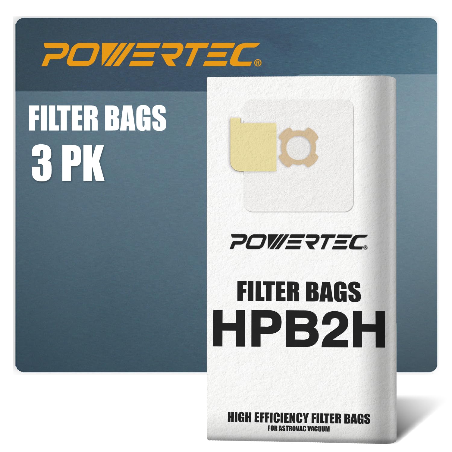 POWERTEC 5-Ply Vacuum Bags 3 Pack - Replacement Filter Bags for AstroVac, Valet & VacuMaid HPB2H/HPB2HPK Central Vacuums - High Efficiency Dust Collection Bags (75046V) - Perfect for Home Cleaning & Central Vacuum System Maintenance
