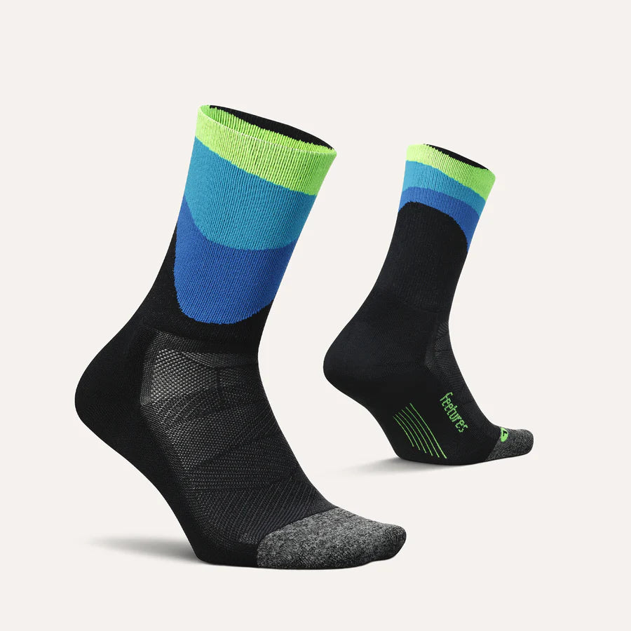Elite Ultra Light Mini Crew Socks for Women & Men - Breathable Athletic Running Socks (Rhythmic Black) - Perfect for Gym, Yoga & Daily Wear