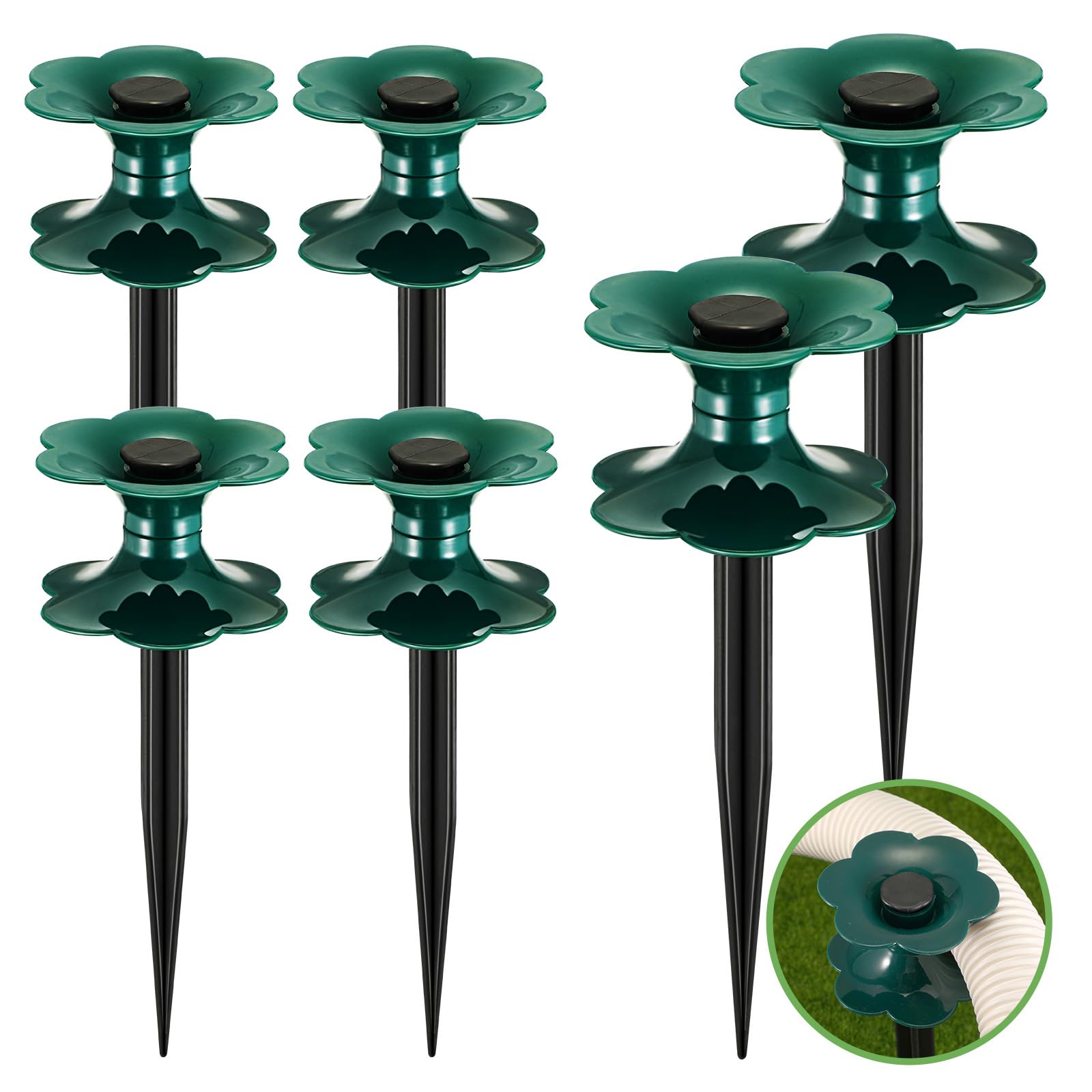 Blulu 6-Pack Heavy Duty Garden Hose Guide Spikes - 9.84 Inch Flower Shaped Hose Holder Stand with Stake for Yard, Lawn & Plant Protection | Keeps Hoses Organized & Prevents Damage to Flower Beds | Perfect for Garden Maintenance, Landscaping & Outdoor Watering Systems