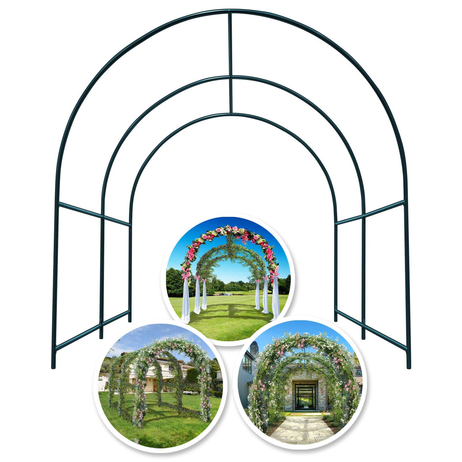 YardGrow Large Garden Support Arch Frame - 6.5x7x7.2ft Climbing Plant Trellis for Roses, Vines & Flowers | Rust-Resistant Metal Arbor for Outdoor Wedding Decor, Party Backdrop & Pergola Structure
