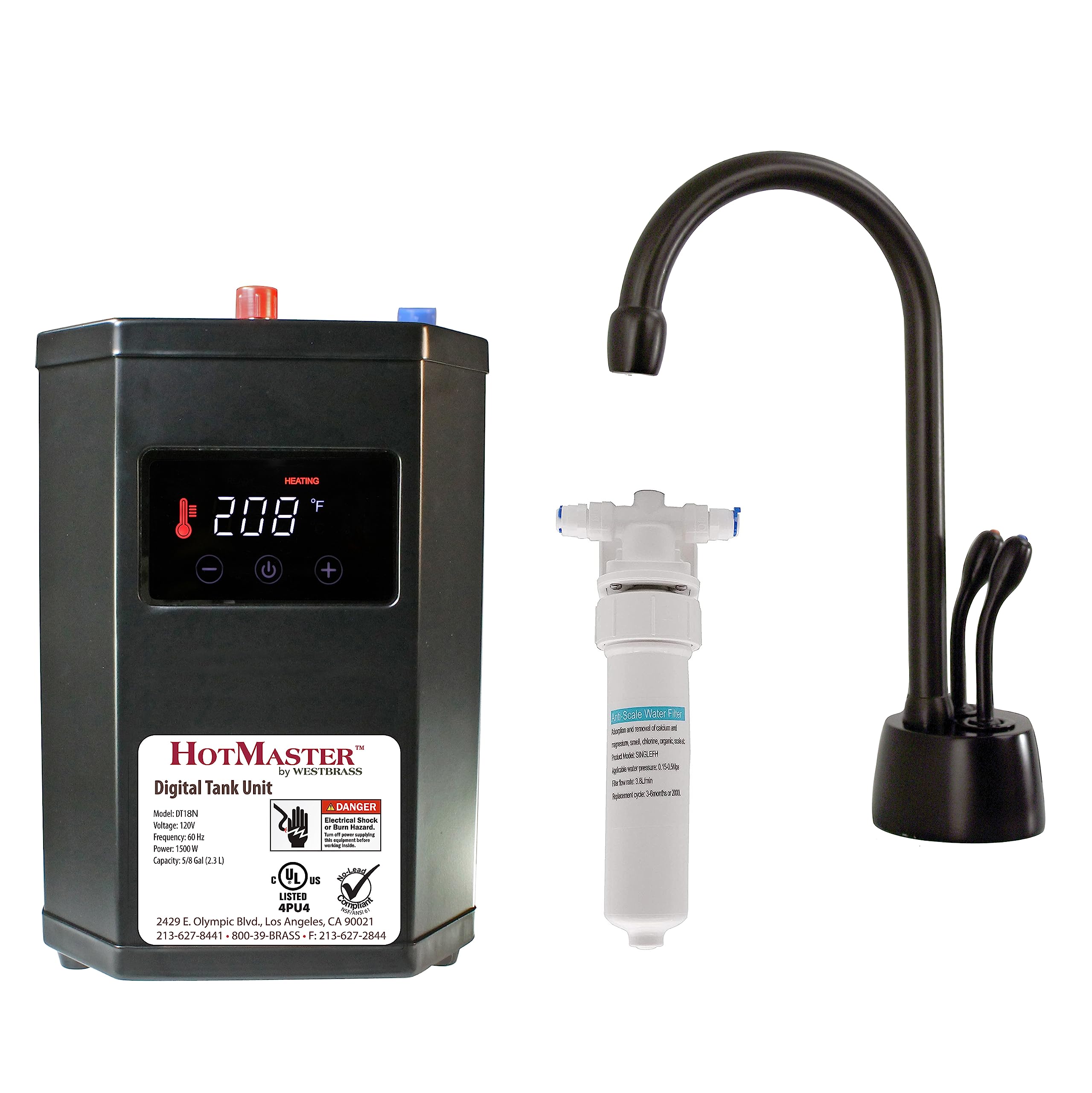 Westbrass DT1F272-12 9-Inch 2-Handle Instant Hot and Cold Water Dispenser Faucet with DigiHot Digital Tank System in Oil Rubbed Bronze - Perfect for Kitchen Sink, Office Breakroom, and Home Bar Setup