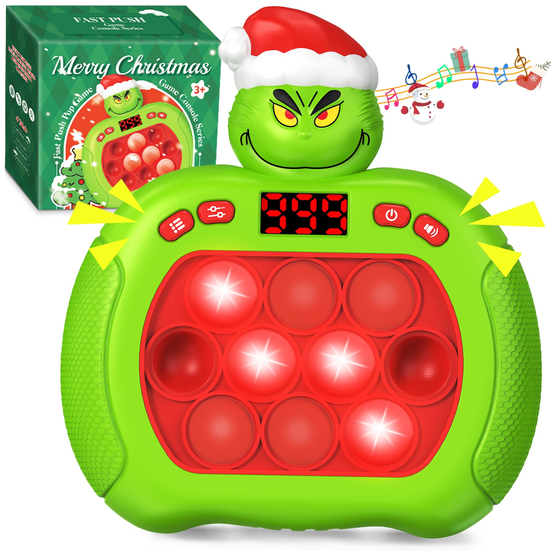 Christmas Light Up Pop Fidget Toy - Sensory Stress Relief Game for Kids, Toddlers & Adults - Fun Stocking Stuffers, Party Favors & Gift Ideas for Holiday Gatherings & Classroom Activities