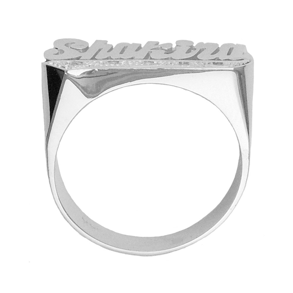 Personalized Sterling Silver Name Ring with CZ Stones - Straight Tail Design for Women, Engraved Custom Jewelry Gift for Her - Perfect for Birthdays, Anniversaries & Special Occasions