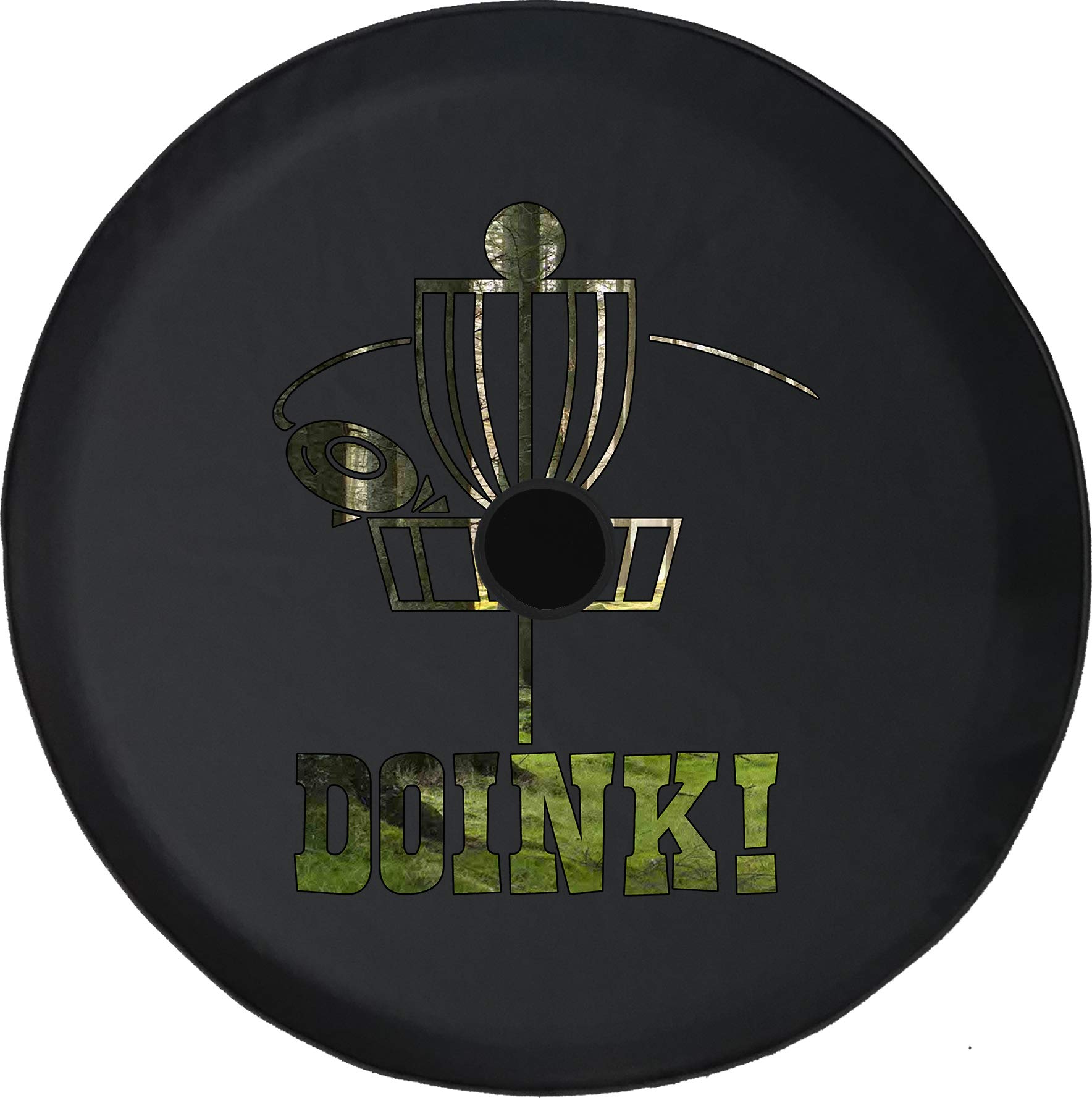 **Doink Chain Smoker Disc Golf Black 32-Inch RV Tire Cover with Backup Camera Hole – Durable Tire Accessories for Trailers, Trucks, SUVs & Campers – Perfect for Outdoor Travel & Camping**