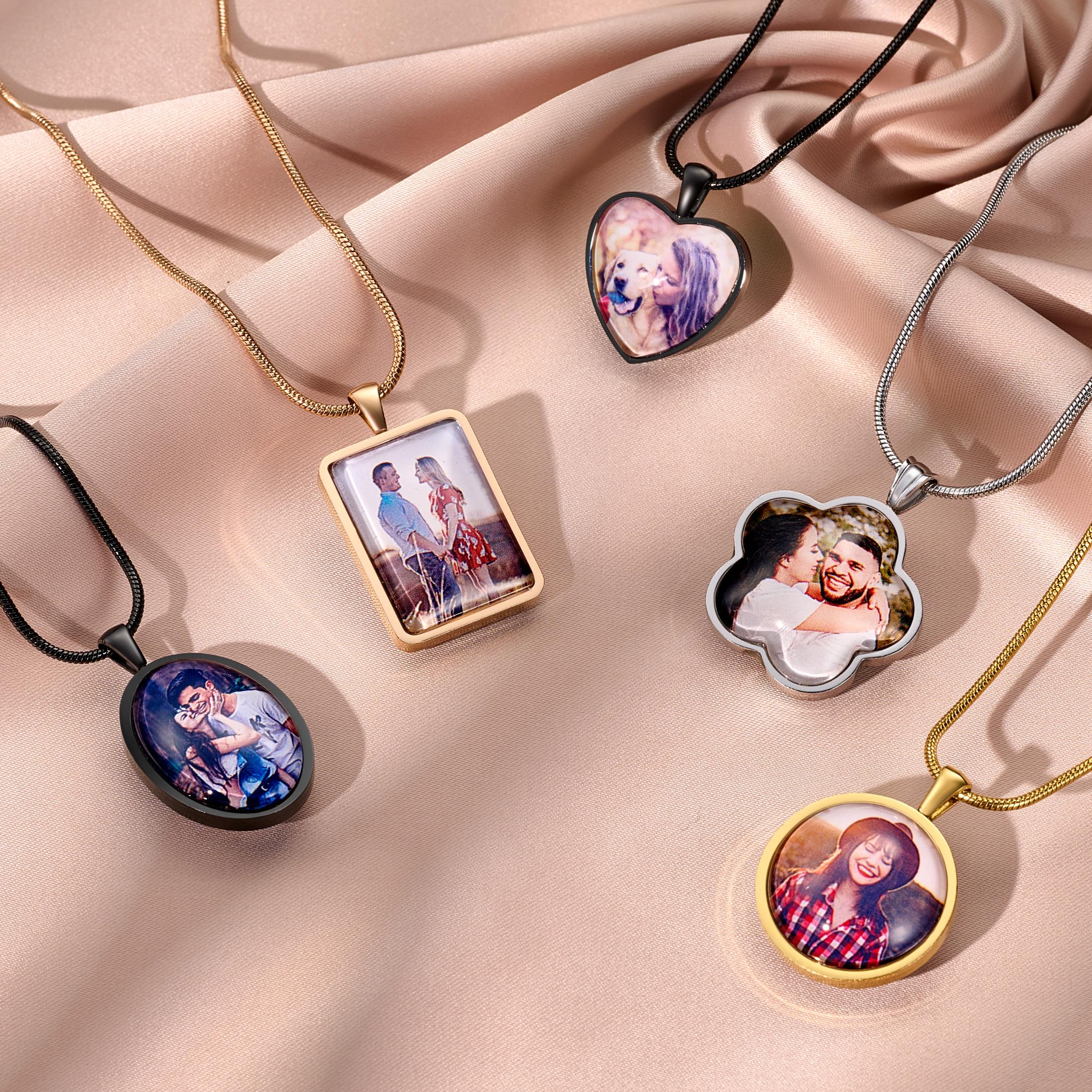 Customized Double-Sided Photo Necklace for Women & Men - Personalized Picture Pendant with Memory Photos - Meaningful Jewelry Gift for Anniversary, Valentine's Day & Birthday - Perfect for Couples, Family & Friends to Cherish Special Moments