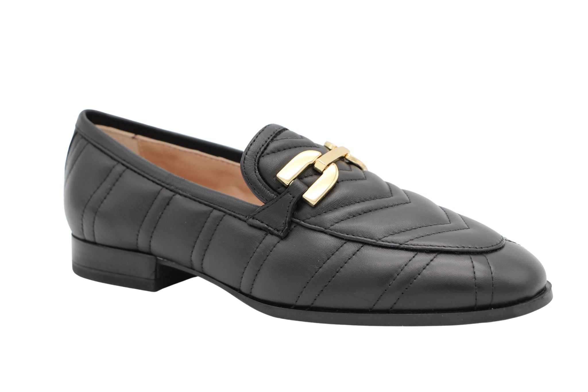 Unisa Dexter Black Quilted Leather Loafer - Comfortable Women's Slip-On Shoes for Work, Office & Casual Wear