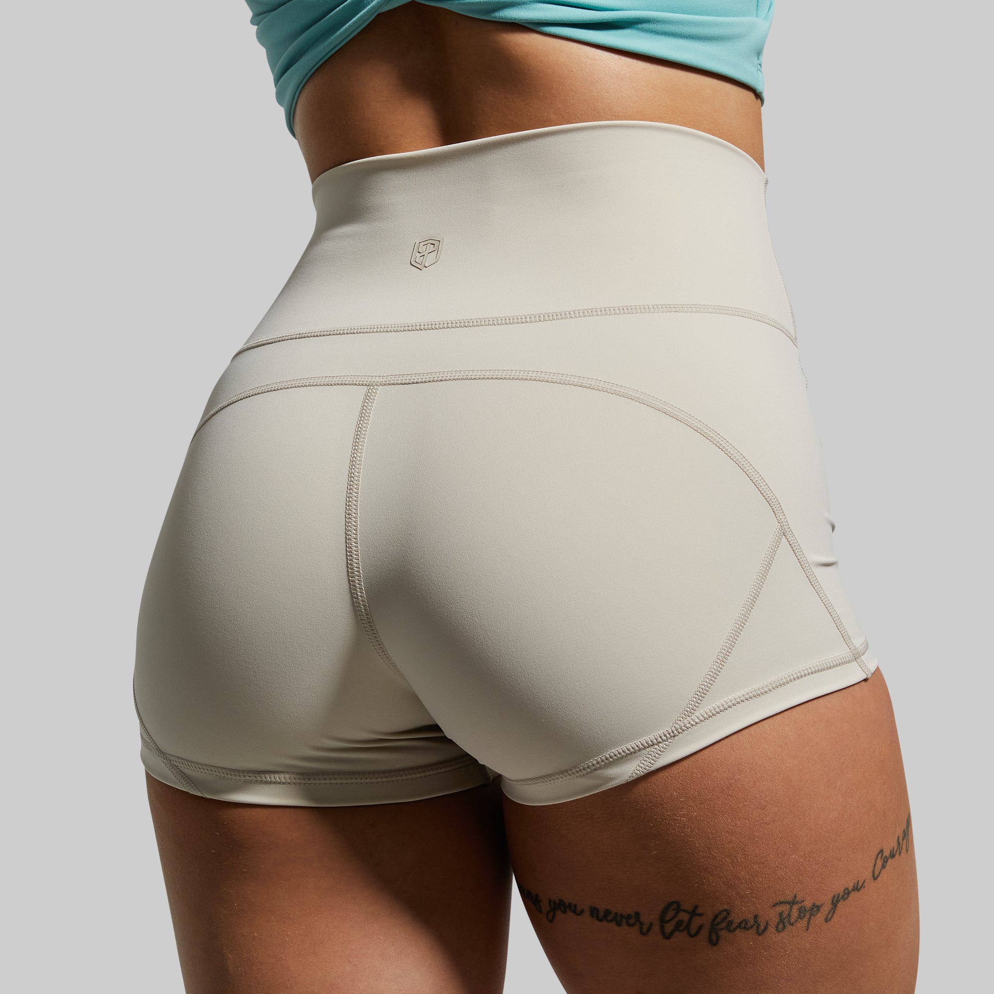 High Waisted Booty Shorts for Women - Soft Oatmeal Color, Comfortable & Stretchy Workout Shorts - Perfect for Yoga, Gym, Running & Lounge Wear