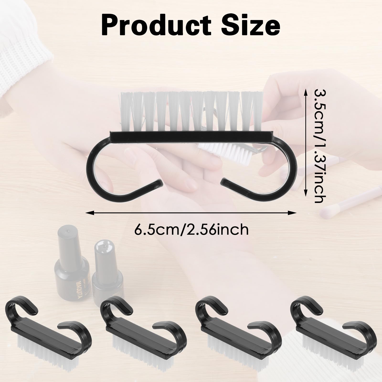 20 PCS Black Nail Cleaning Brush Set - Durable Nylon Handle Grip Scrubber for Toes & Fingernails - Perfect for Home, Salon & Travel Manicure/Pedicure Care