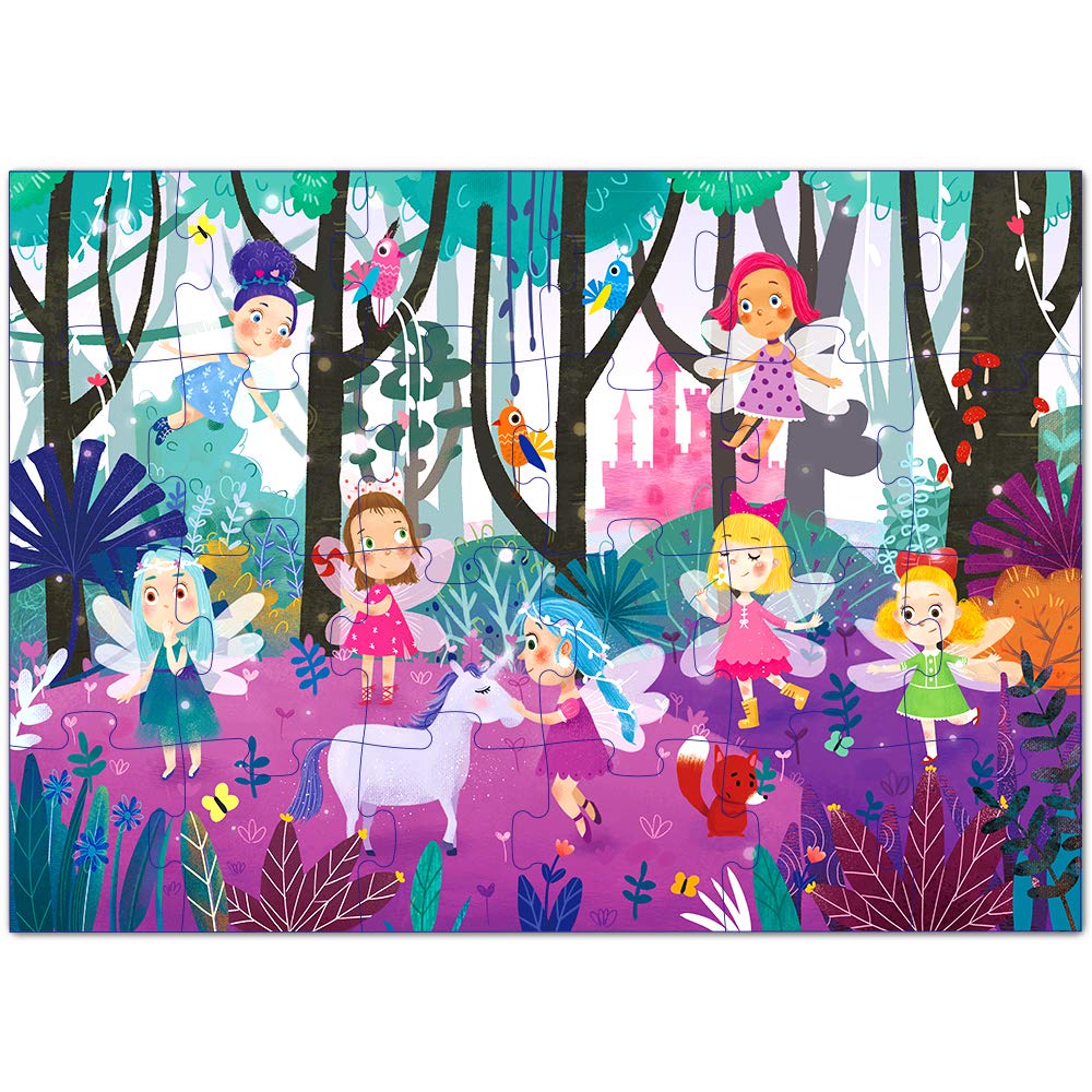 Premium 24-Piece Princess Floor Puzzle for Kids Ages 3-8 - Giant Fairy Forest Jigsaw Puzzle for Girls & Boys - Educational Toddler Toy for Birthday Gifts & Classroom Learning Activities