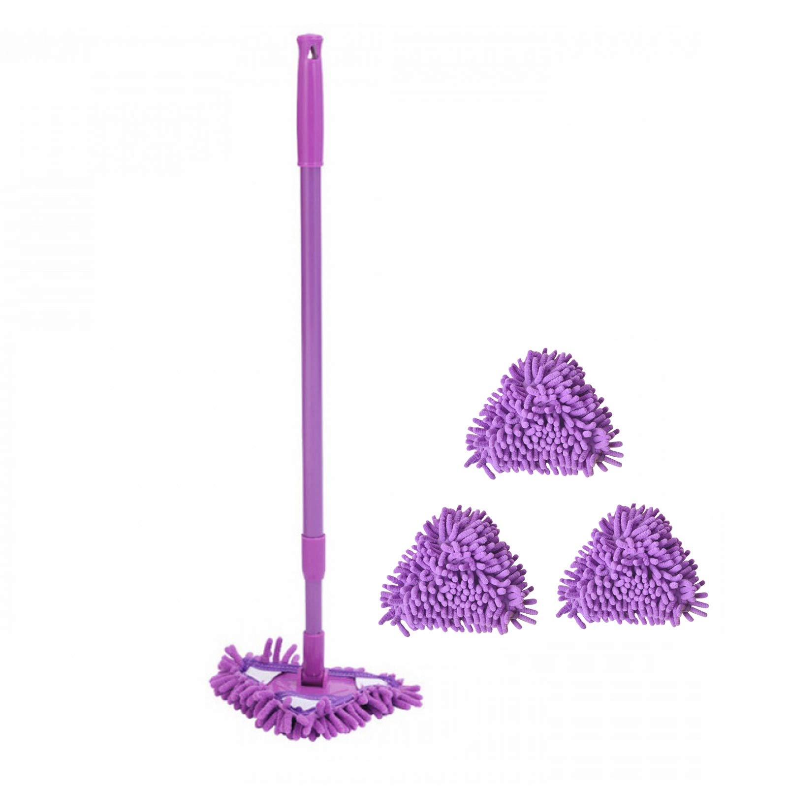 180 Degree Rotatable Adjustable Extendable Triangle Mop - Multifunctional Household Cleaning Tool with Easy-to-Clean Design (Purple) - Perfect for Kitchen, Bathroom, and Hard-to-Reach Corners