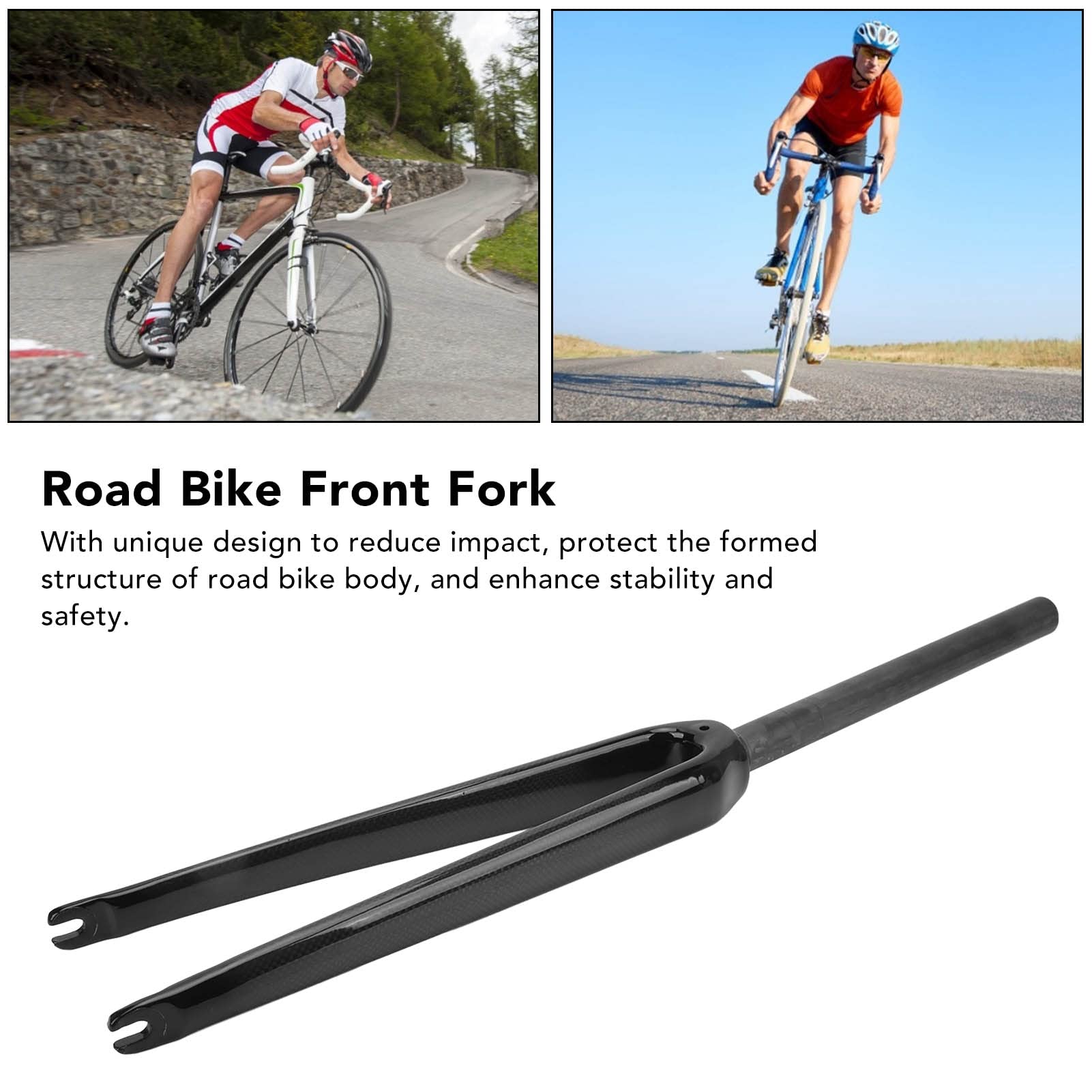 700C Carbon Fiber Road Bike Fork - 3K Stripes, Quick Release, C Brake Rim Brake, Rigid Straight Tube, Superlight MTB Front Fork for Racing & Commuting