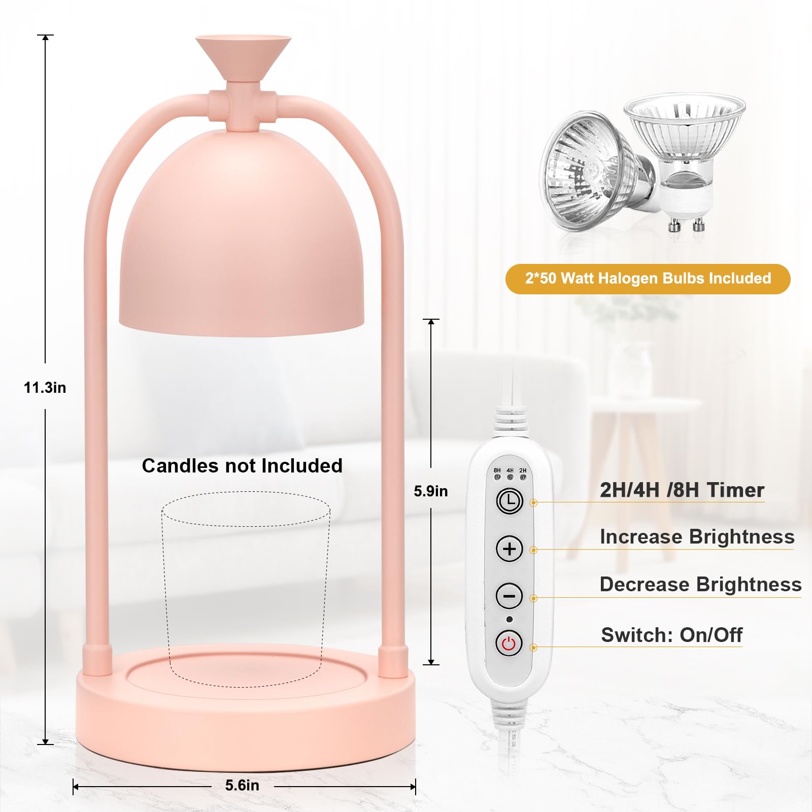 Pink Electric Candle Warmer Lamp with Timer - Wax Melt Warmer for Jar Candles, Girls Room Decor, Teen Bedroom Lighting - Perfect for Christmas Gifts, Wedding Presents & Housewarming Gifts (Great for Aromatherapy, Relaxation & Creating Cozy Ambiance)