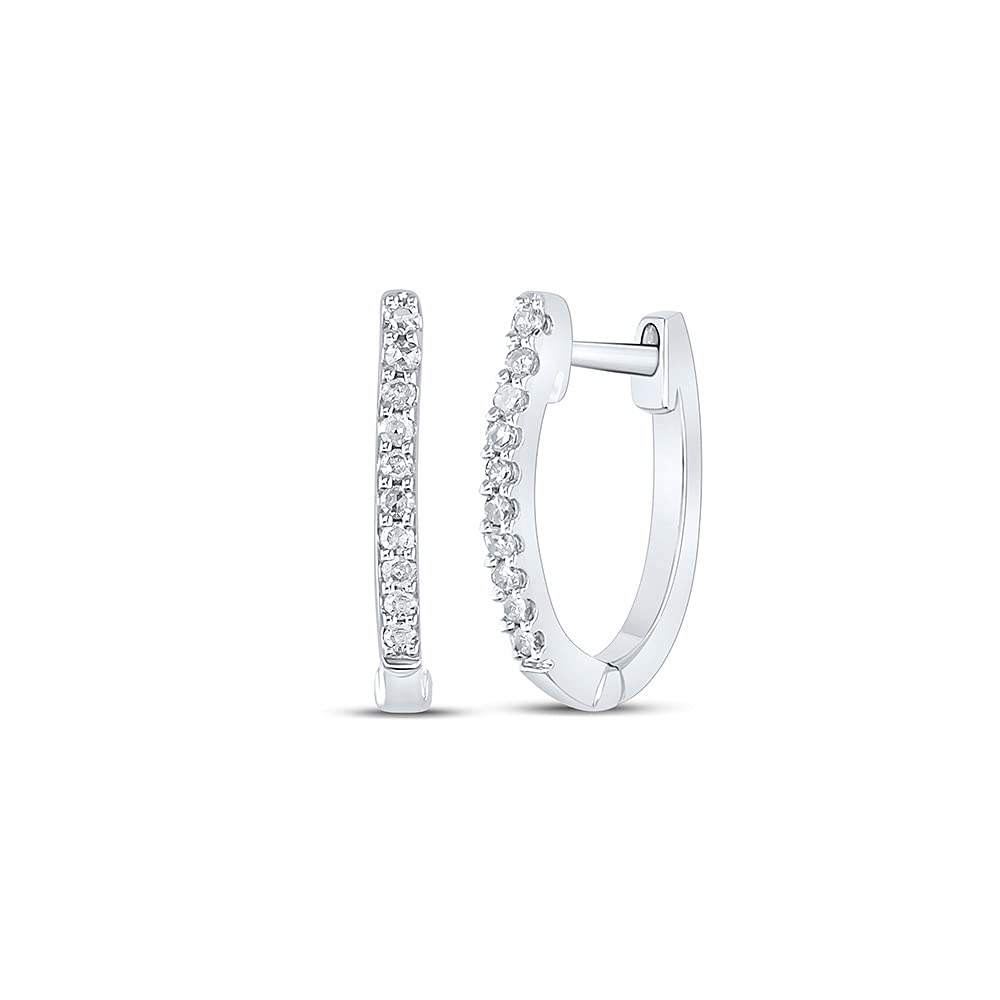 10K White Gold Women's Round Diamond Hoop Earrings - 1/12 Cttw Stud Earrings for Everyday Wear, Gift & Special Occasions