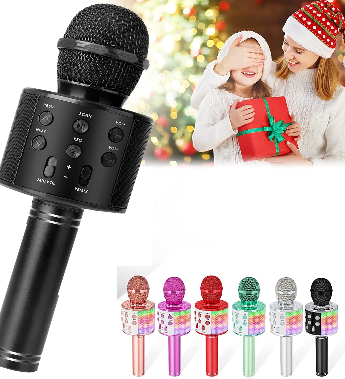 YZJSM Wireless Bluetooth Karaoke Microphone - 3-in-1 Portable Handheld Mic Speaker with Bluetooth 5.0 for iPhone, Android Smartphones | Perfect for Home Karaoke, Parties, Travel & Gifts for Kids, Adults (Black)