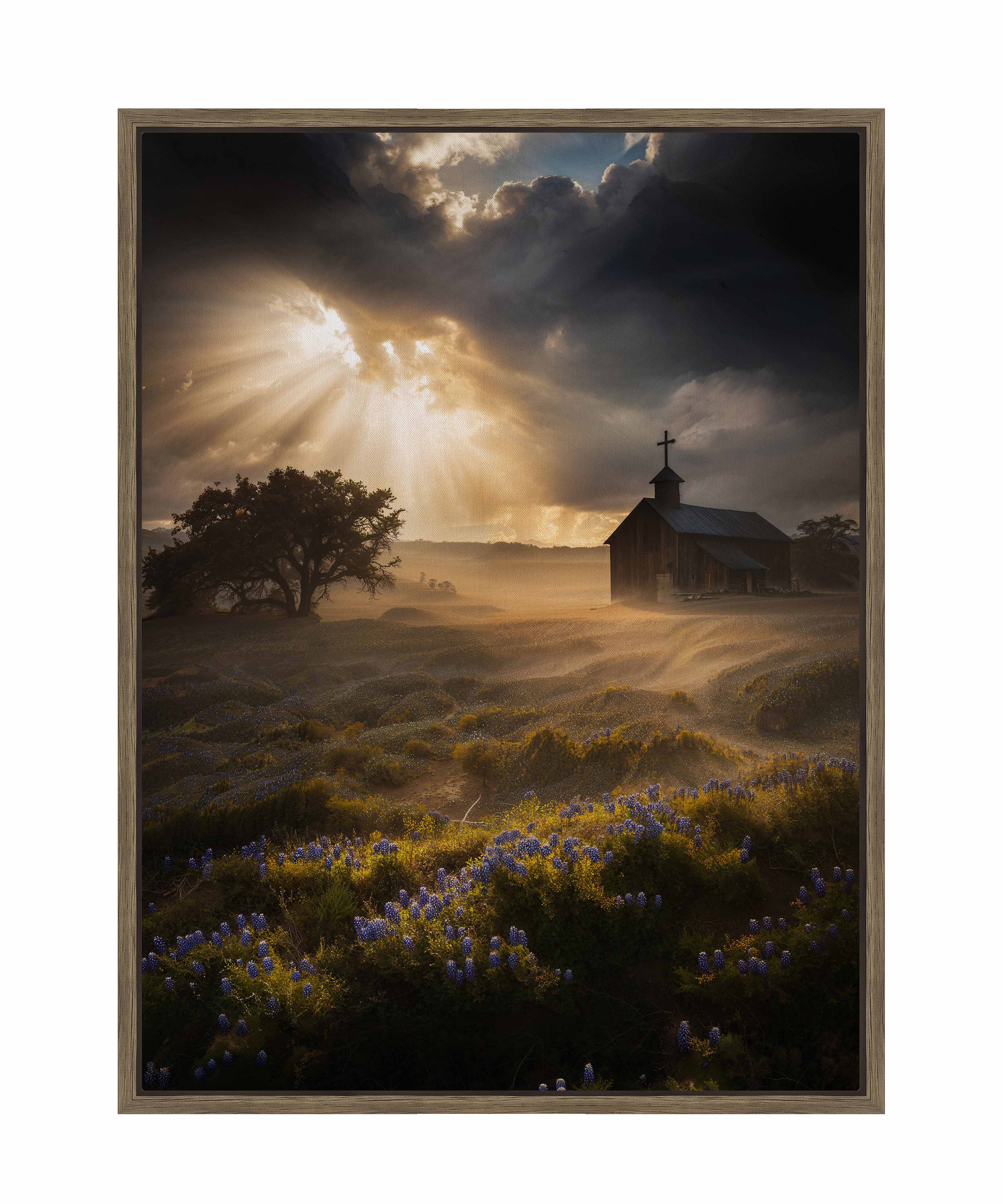 Celestial Rays Over Lone Star Land II - Stunning Galaxy Space Art Print on Gallery Wrapped Canvas - Perfect for Living Room, Bedroom & Office Wall Decor