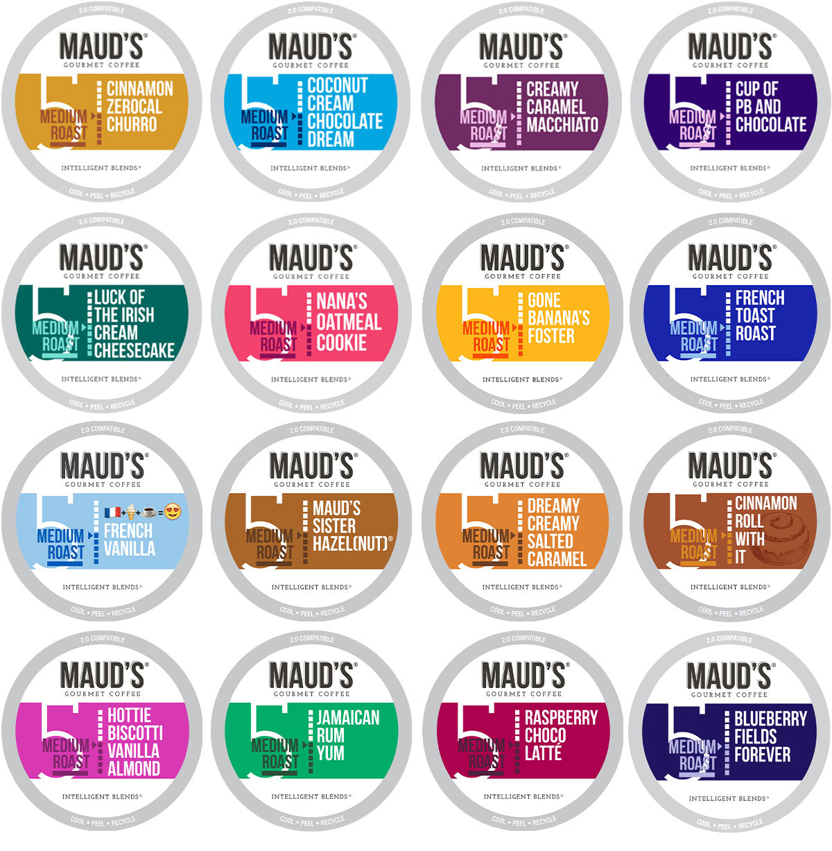 Premium Maud's Super Flavored Coffee Pods Variety Pack - 16 Delicious Flavors for Keurig Brewers | Perfect for Home, Office & Gifts