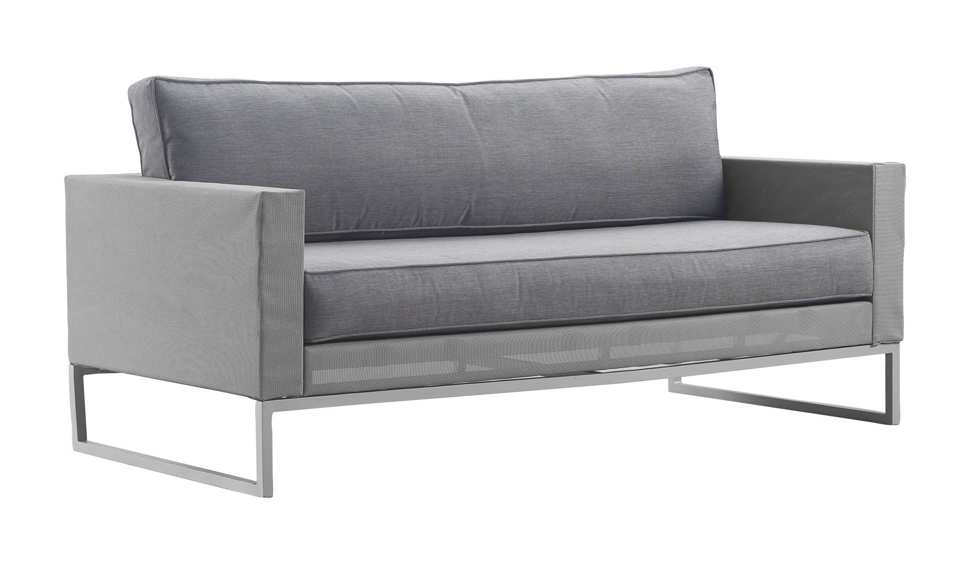 Elle Decor Tropez Mesh Outdoor Patio Furniture Set - Metal Frame Love Seat in Gray | Perfect for Backyard, Poolside & Garden Relaxation
