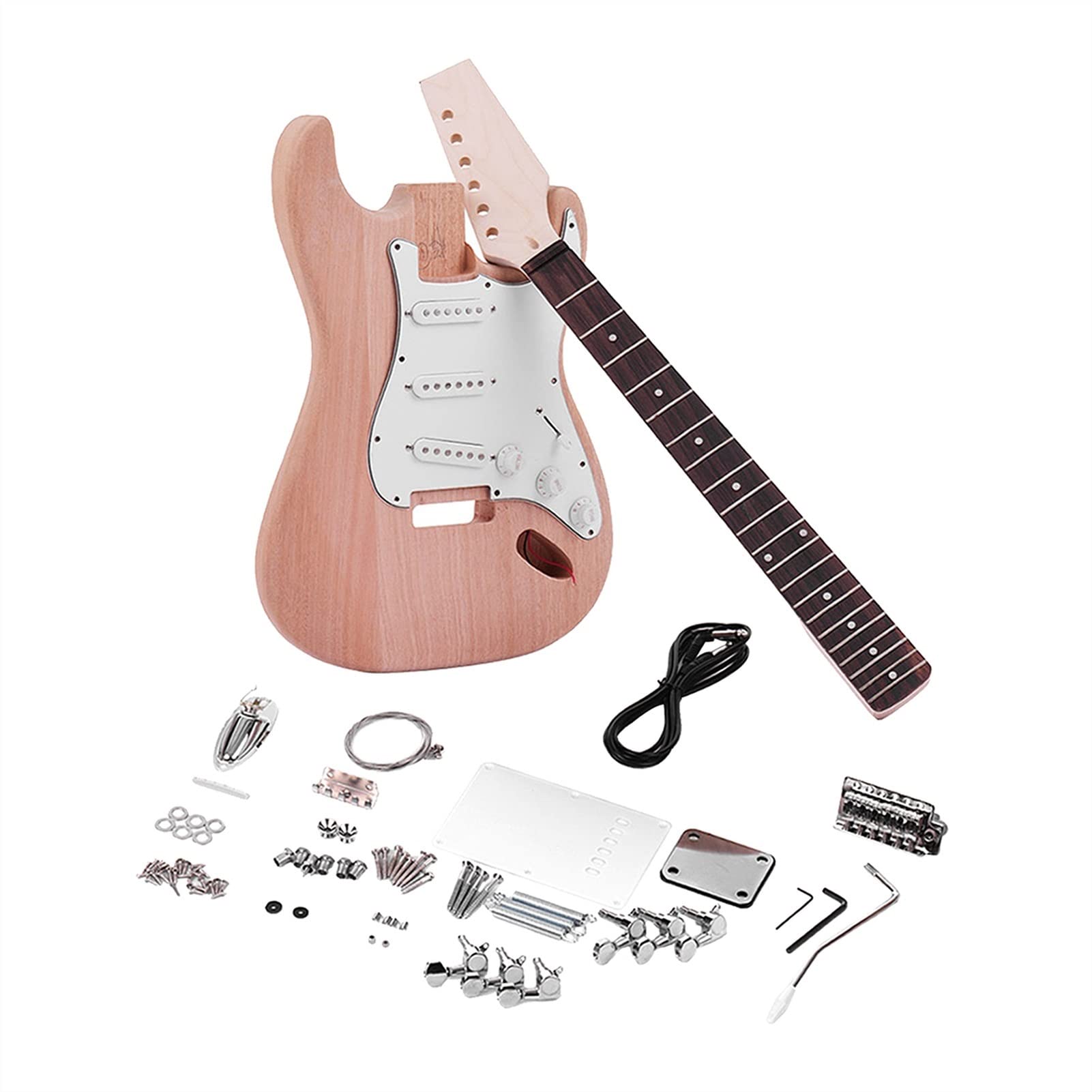 **TSTS Unfinished DIY Electric Guitar Kit - Mahogany Wood Replacement Parts for ST Style Guitars | DIY Guitar Building & Repair Accessories | Perfect for Beginners, Hobbyists & Custom Builders**