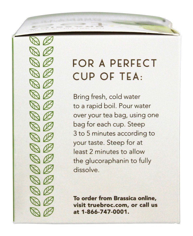 Organic Brassica Sencha Green Tea with Truebroc - 16 Tea Bags for Daily Wellness & Relaxation | Perfect for Morning Boost or Afternoon Detox