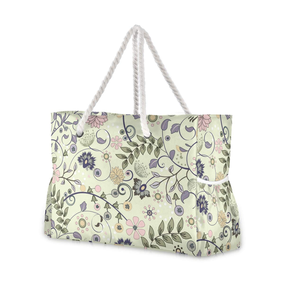 ALAZA Vintage Floral Print Shoulder Tote Bag for Women - Gym, Travel & Beach Essentials with Inner Pockets | Perfect for Work, Shopping & Daily Use