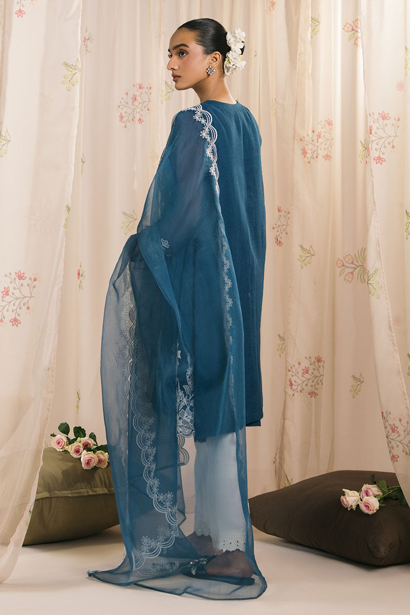 Stylish CERULEAN 2-Piece Set (Embroidered Shirt & Dupatta) for Women - Perfect for Festivals, Weddings & Special Occasions