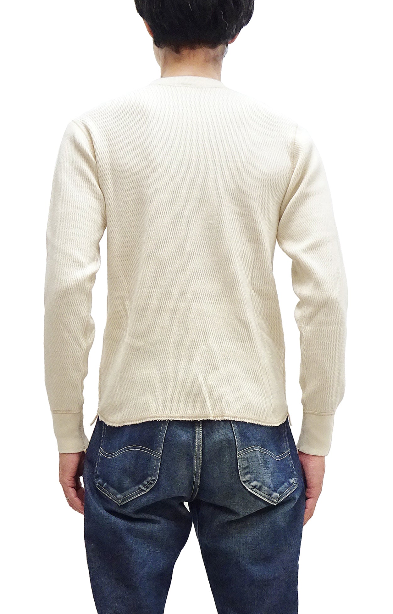 Buzz Rickson Men's Waffle Knit Thermal Long Sleeve T-Shirt - BR63755 Crew Neck Casual Tee in Natural (109) - Perfect for Outdoor Activities, Layering & Cold Weather Comfort