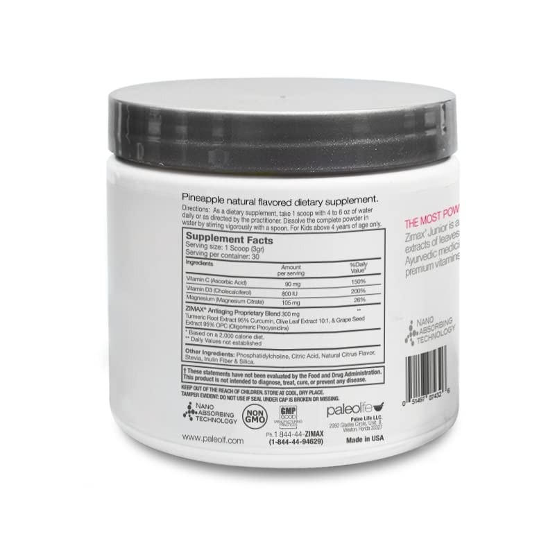 ZIMAX Kids Super Antioxidant Supplement for Children Ages 4-16 - 100% Natural with Vitamin C, D3, Magnesium, Curcumin & Ginger - Supports Immune System & Healthy Growth - Perfect for School, Sports & Daily Wellness