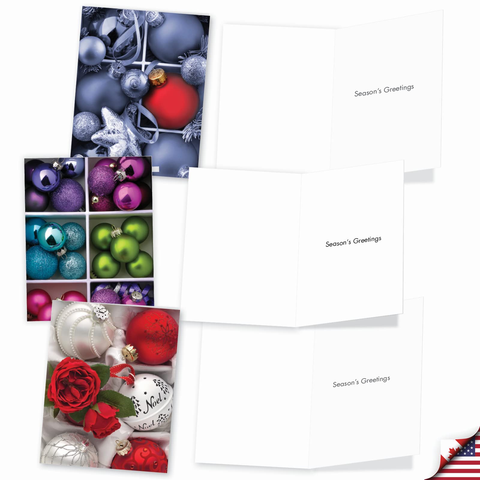 10 Beautiful Christmas Note Cards (4 x 5.12 Inch) - Holiday Greeting Cards with Ornament Photos, Boxed Set Includes Envelopes - Perfect for Christmas Gifts, Holiday Parties & Festive Home Decor