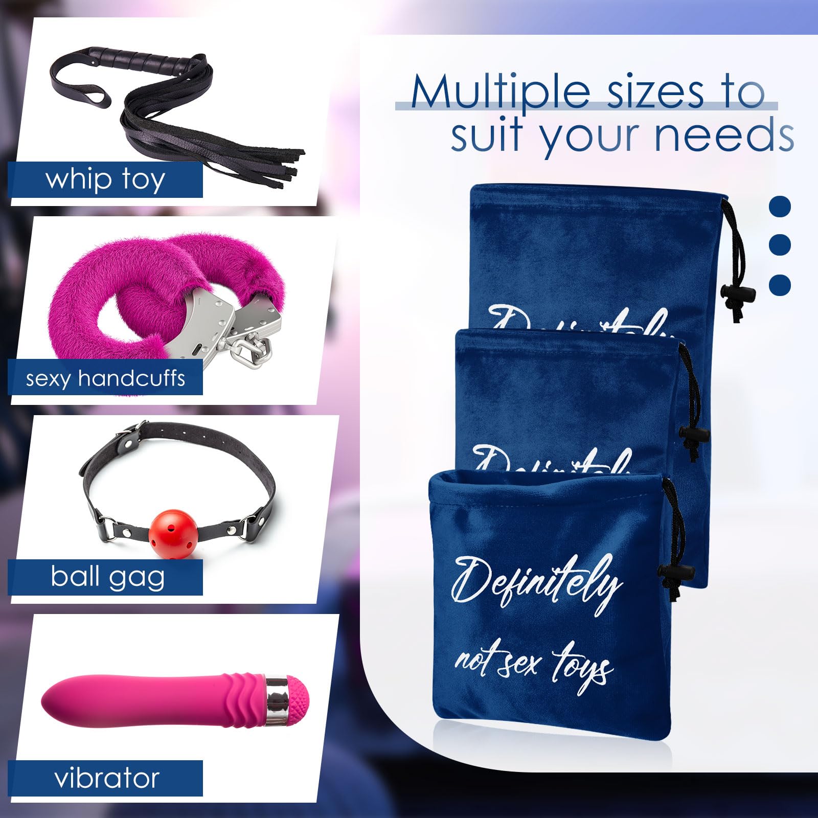 Amylove 9-Piece Adult Toy Storage Bags Set - Drawstring Gift Pouches for Sex Toys, Lightweight Organizer for Travel, Foldable Multi-Purpose Ditty Bags (3 Sizes, Printed) - Perfect for Discreet Storage, Bachelorette Parties & Couples' Game Nights