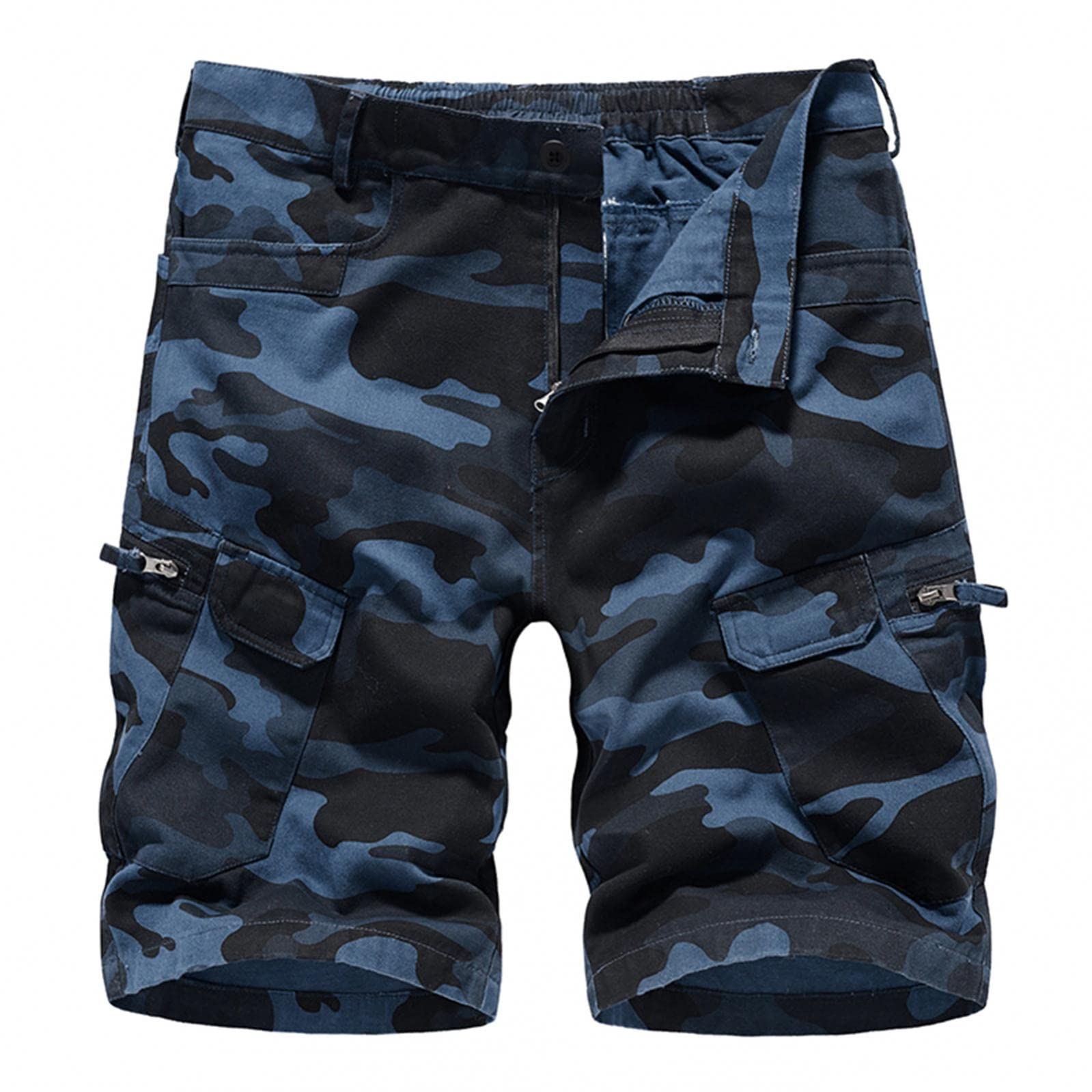 Men's Cargo Shorts with Elastic Waist - Relaxed Fit Multi-Pocket Outdoor Work Shorts for Hiking, Camping & Casual Wear | Comfortable & Durable for Daily Use