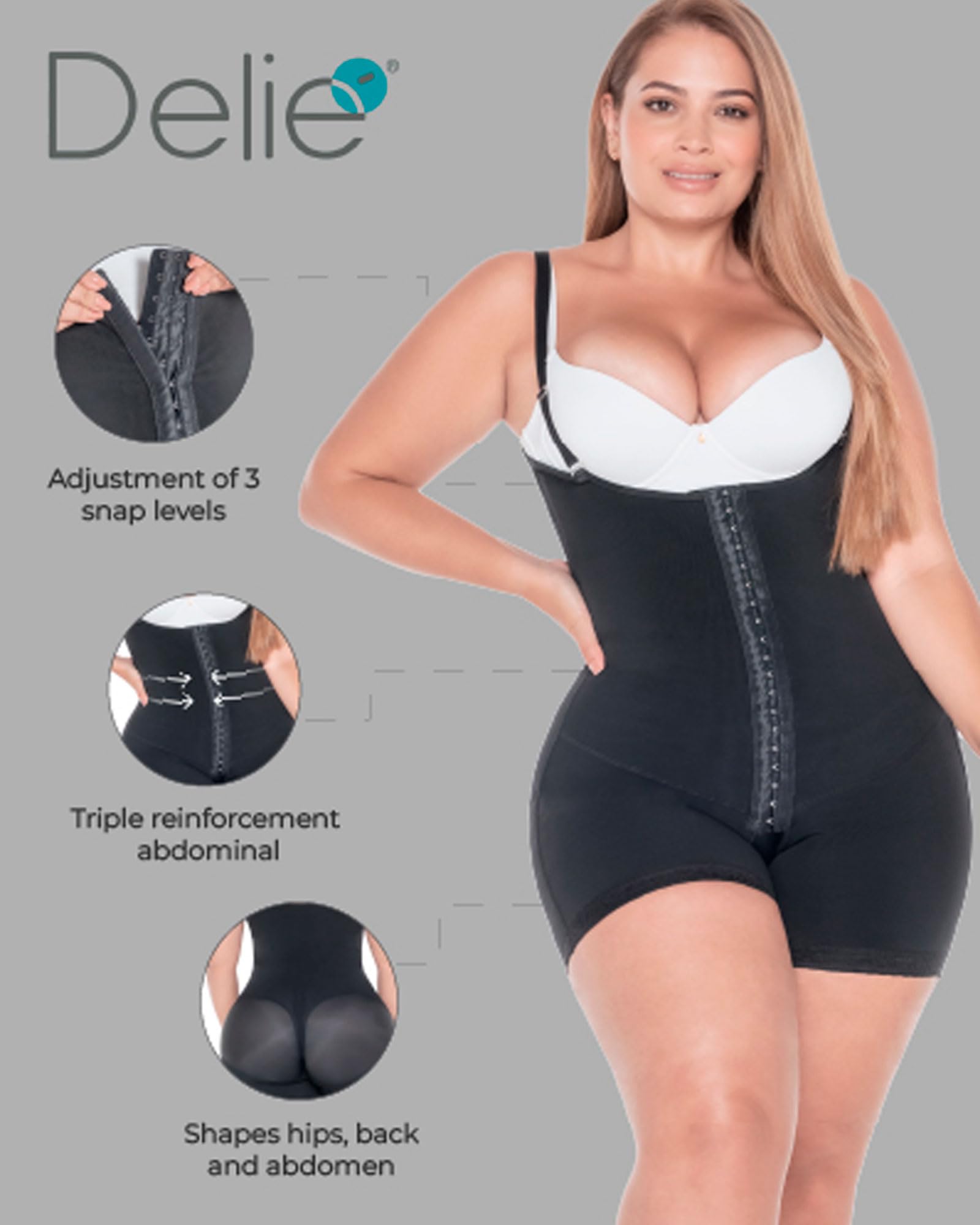 DELIÉ by Fajas DPrada 09111 Colombian Postpartum Girdle - Full Body Shaper for Women - Post Surgery Recovery & Waist Trainer - Perfect for C-Section Recovery & Body Contouring After Pregnancy