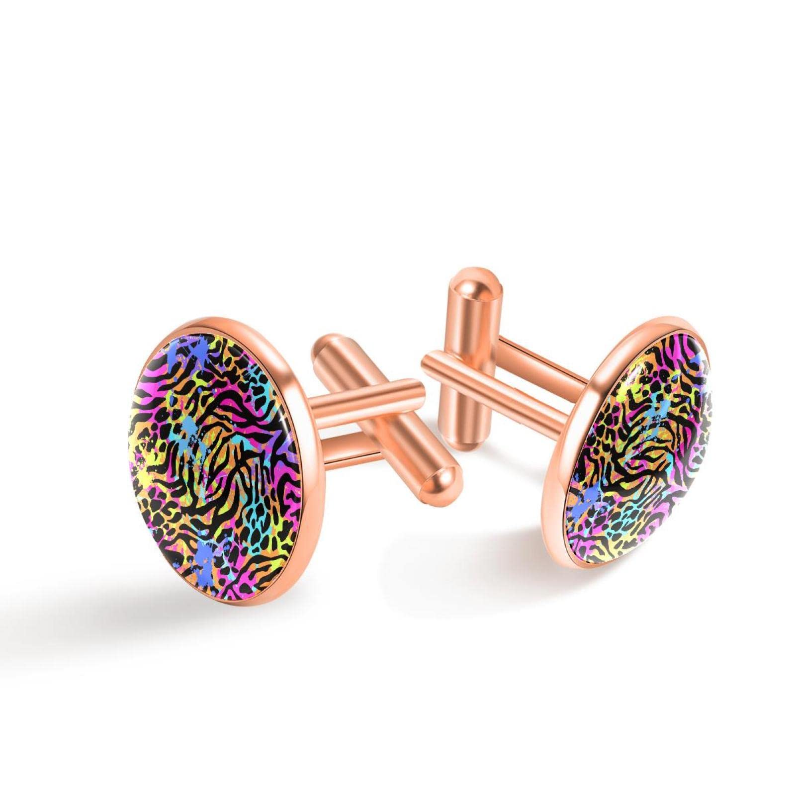 Rose Gold Neon Animal Cufflinks for Men - Stylish & Unique Dress Accessories for Weddings, Parties & Formal Events