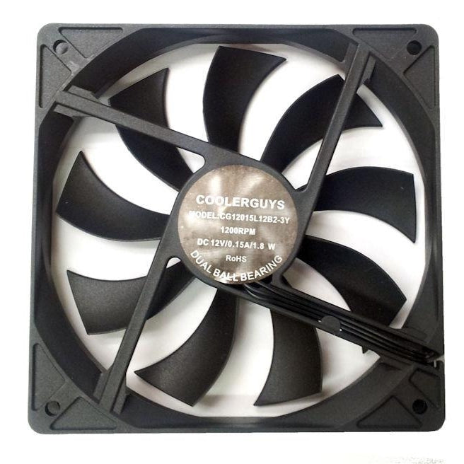 CoolerGuys Slim Ultra Quiet 120mm x 120mm x 15mm 3-Pin PC Cooling Fan - CG12015L12B2 - 3 Year Warranty - Perfect for PC Cases, CPU Coolers, and Gaming Rigs