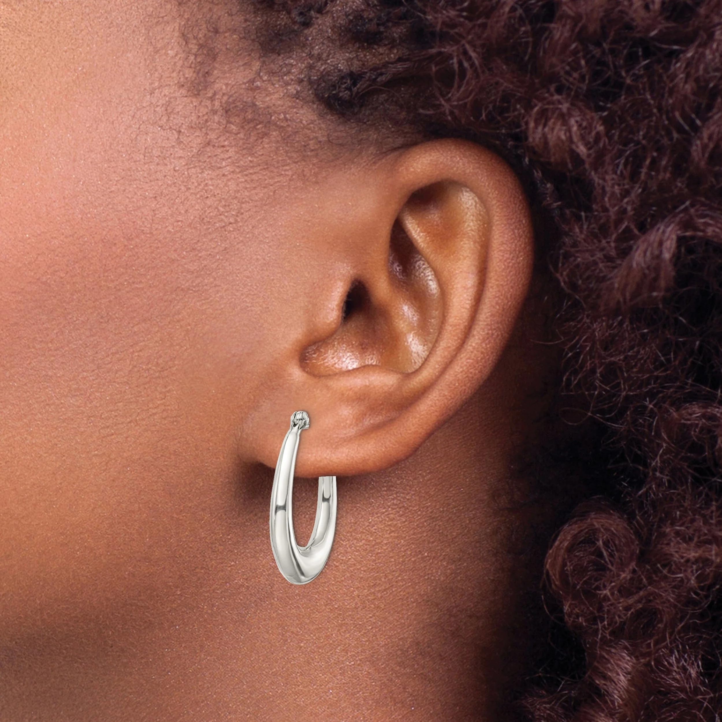 Sterling Silver Oval Hoop Earrings for Women - 925 Silver Dangle Drop Earrings - Elegant Everyday & Party Jewelry Gift - Perfect for Date Night, Office Wear & Special Occasions