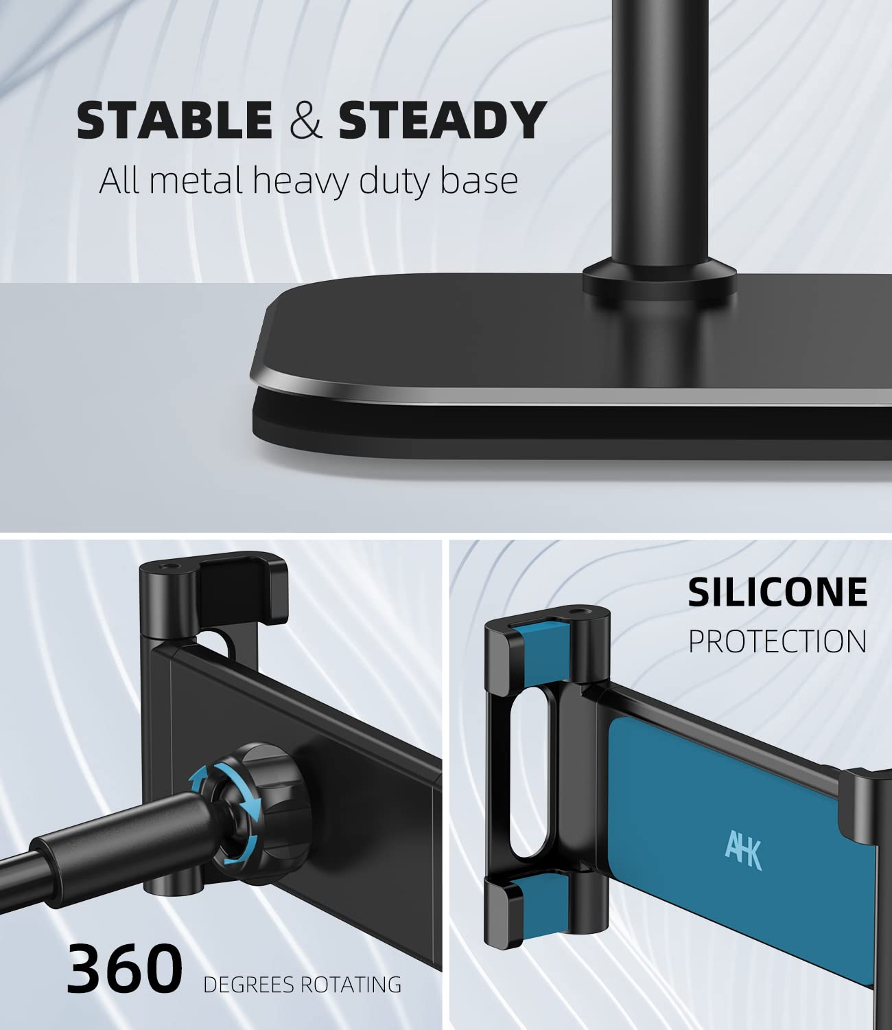 Adjustable Tablet Stand Holder for Desk - Universal Phone & iPad Stand with Thick Case Support (4.7-12.9