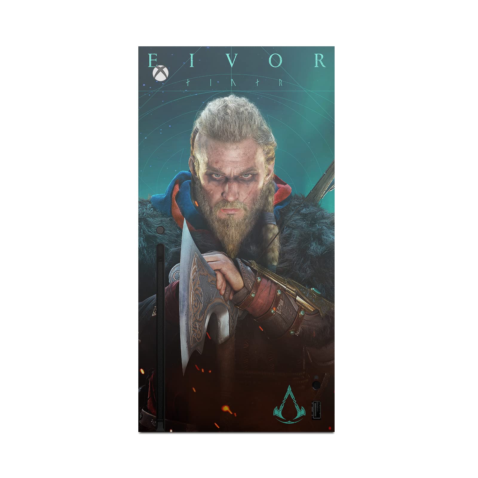 Officially Licensed Assassin's Creed Eivor Valhalla Vinyl Sticker Skin Decal - Compatible with Xbox Series X Console & Controller Bundle - Gaming Accessories for Xbox Fans & Collectors - Perfect for Customizing Your Gaming Setup