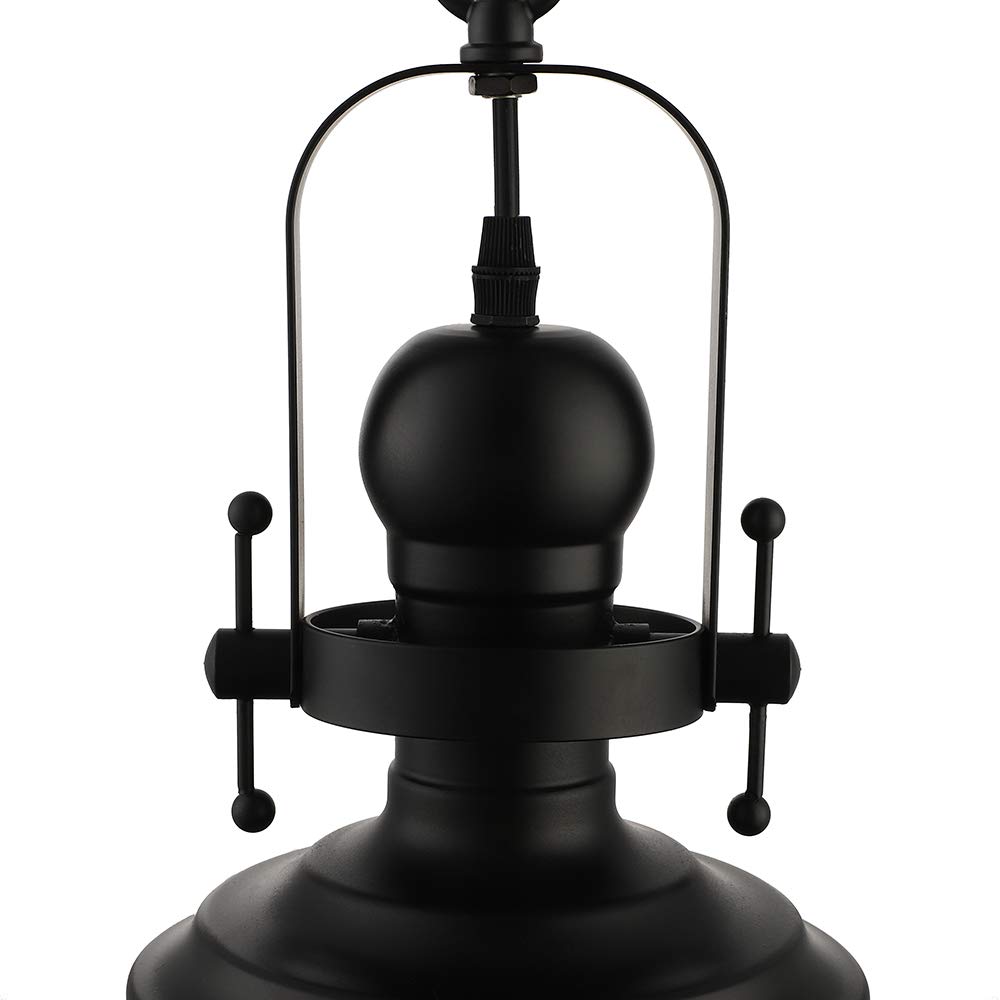 Modern Black Industrial Pendant Light with Glass Shade - Hanging Ceiling Lighting Fixture for Kitchen Island, Dining Room, Staircase & Home Decor | Dimmable LED Bulb Compatible
