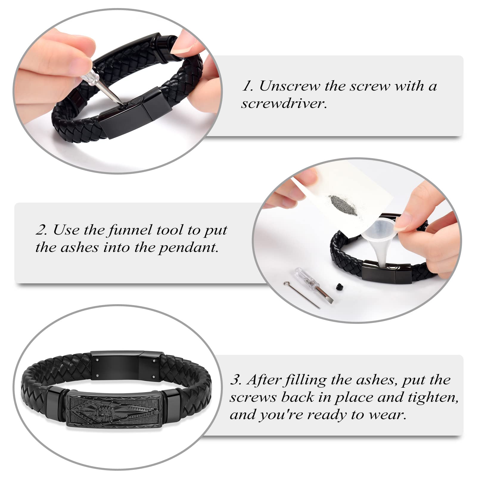Masonic Compass Cremation Urn Bracelet - Leather Memorial Jewelry for Ashes, Stainless Steel Keepsake Gift for Men & Women - Perfect for Remembrance Ceremonies