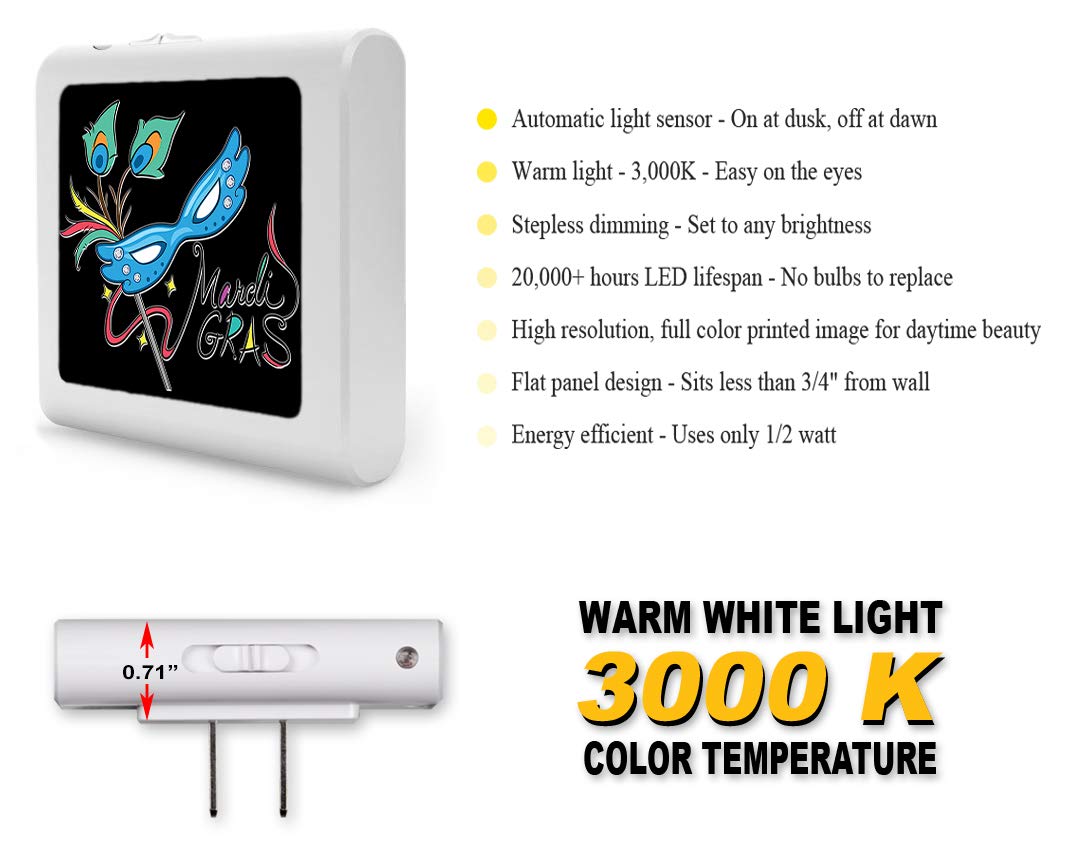 Dimmable LED Night Light with Auto On/Off Sensor - Adjustable Brightness & Warm White Light for Bathroom, Hallway, Nursery, Bedroom - Perfect for Nighttime Safety & Comfort