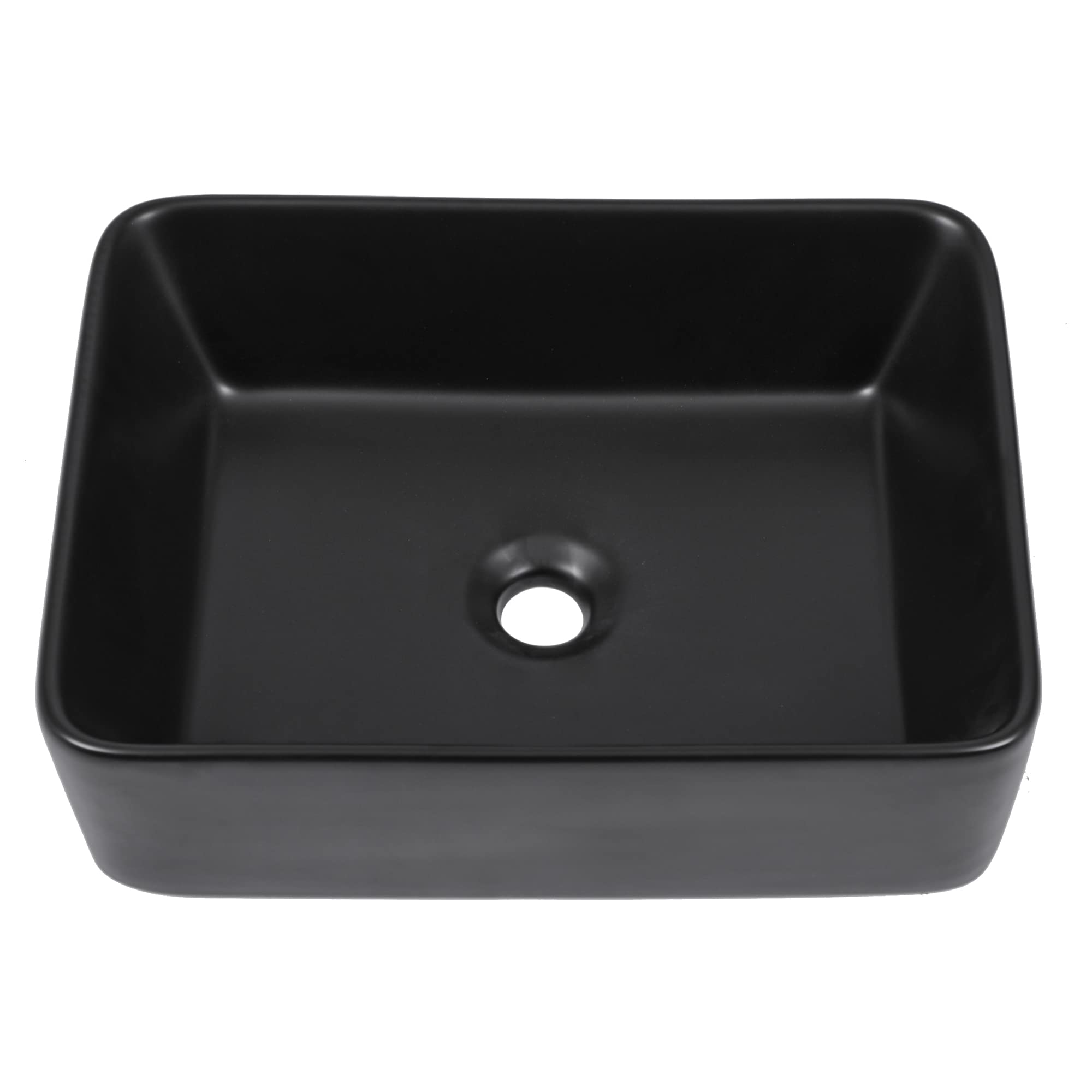 Logmey 19 Inch Black Porcelain Vessel Sink - Modern Rectangular Bathroom Vanity Sink 19x15 Inch, Above Counter Ceramic Art Basin for Contemporary Bathrooms | Perfect for Master Bath, Powder Room & Spa Retreats