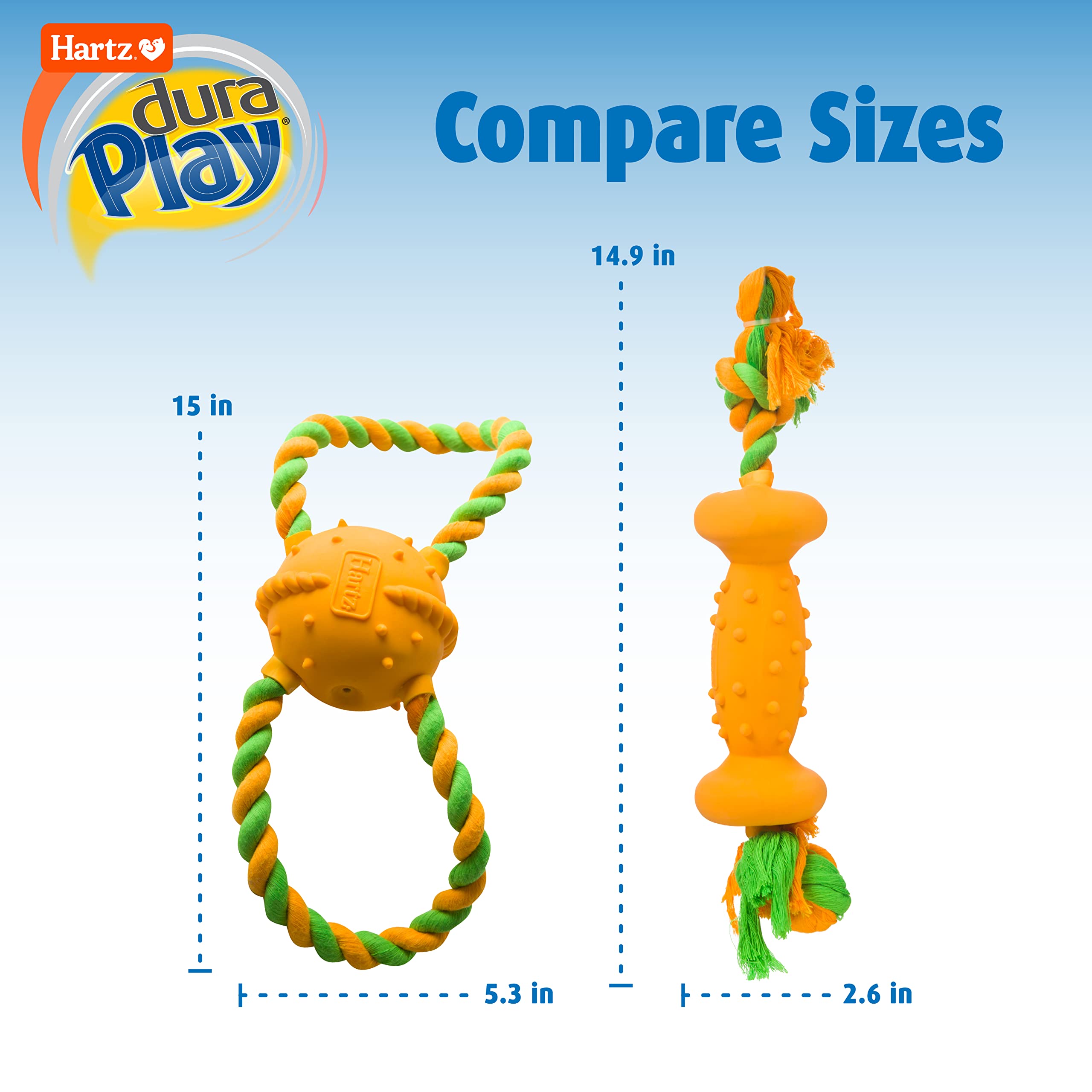 DuraPlay Tug Of Fun Dumbbell Dog Toy - Durable Chew Toy for Medium & Large Dogs - Interactive Play for Indoor & Outdoor Exercise
