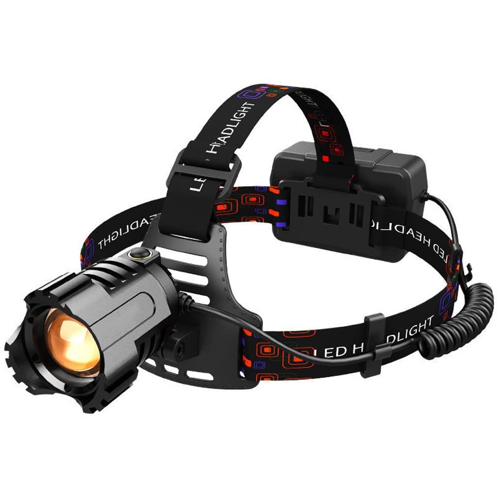 TONPOP Rechargeable LED Headlamp - 1000 Lumen Bright Headlight for Outdoor Camping, Hiking, Night Fishing & Mining - Waterproof Head Mounted Flashlight with Long Battery Life (White Light)
