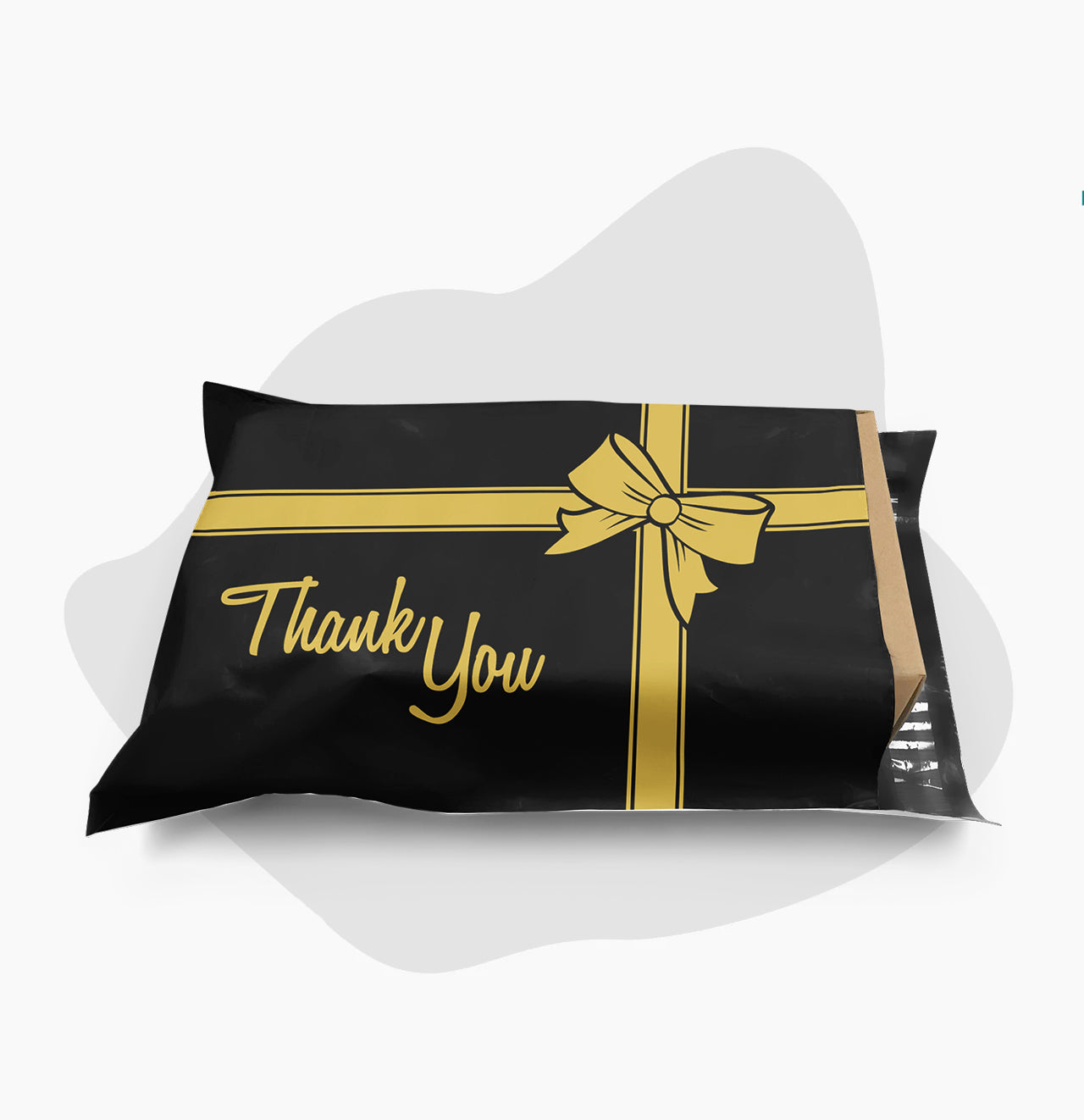 10 x 13 Inch Black and Gold Holiday Thank You Gift Bags with Bow - 2 Mil Poly Mailer Envelopes for Christmas Presents, Party Favors & Mailing Gifts | Shop4Mailers