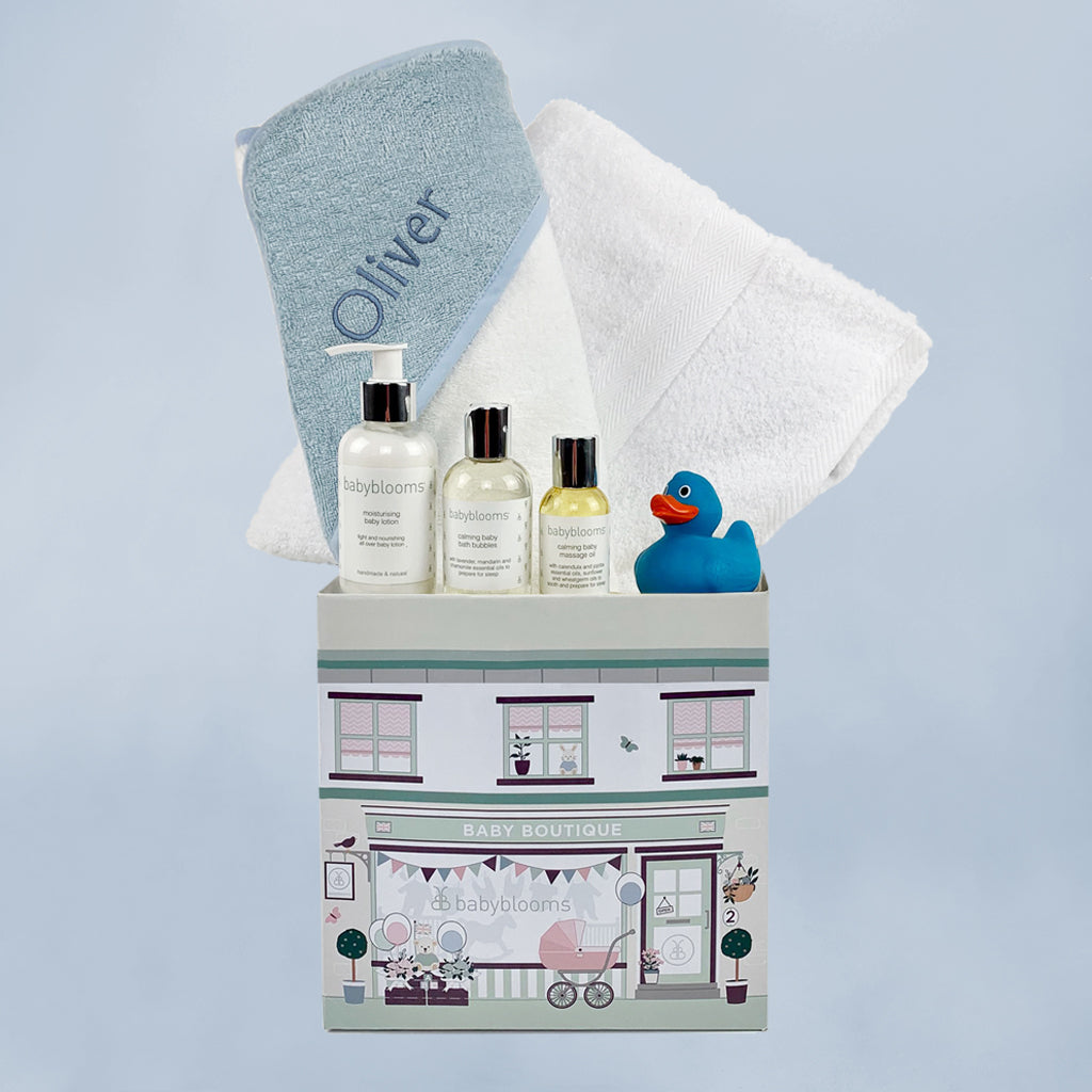Personalized Baby Bathtime Gift Set - Blue | Newborn Bath Essentials & Baby Shower Gifts for Boys & Girls | Perfect for Bath Time, Baby Showers & First Birthday Presents